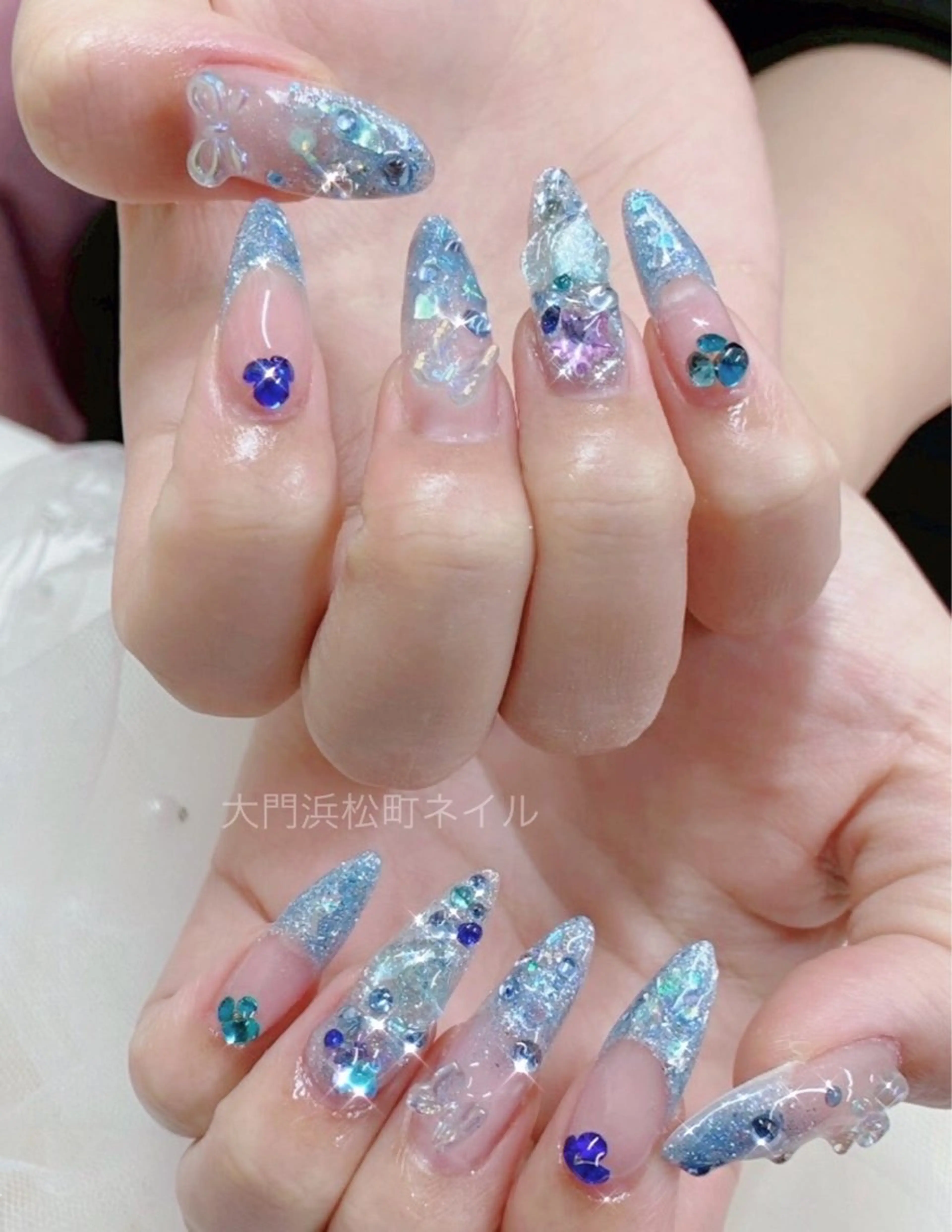 ネイル ダブルフレンチ フレンチネイル ガラスフレンチ マグネットネイル ミラーネイル 大門浜松町 ネイルのネイルデザイン