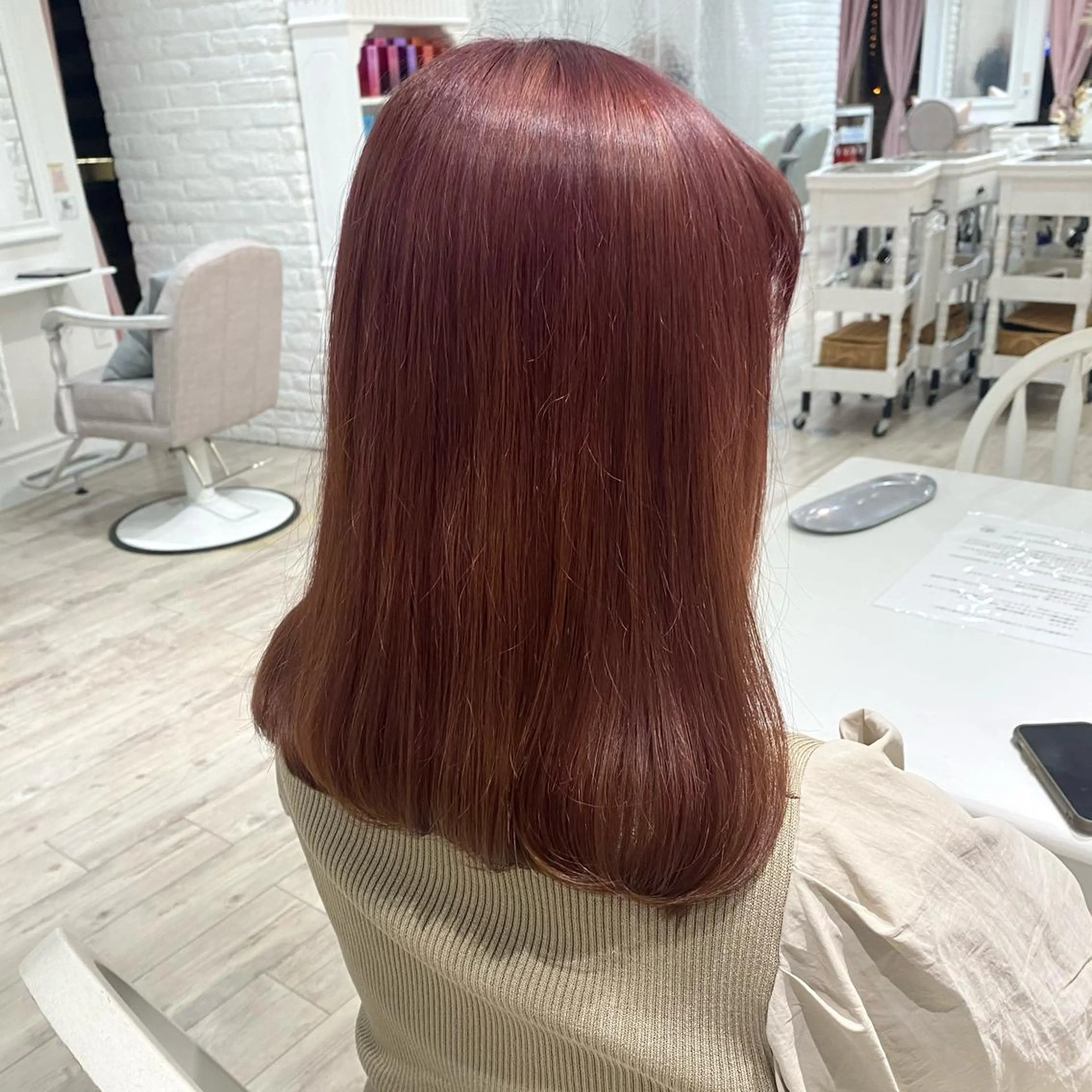 ミディアム カラー ピンクカラー カット トリートメント 暖色カラー✨️ 門内 梨真のヘアスタイル