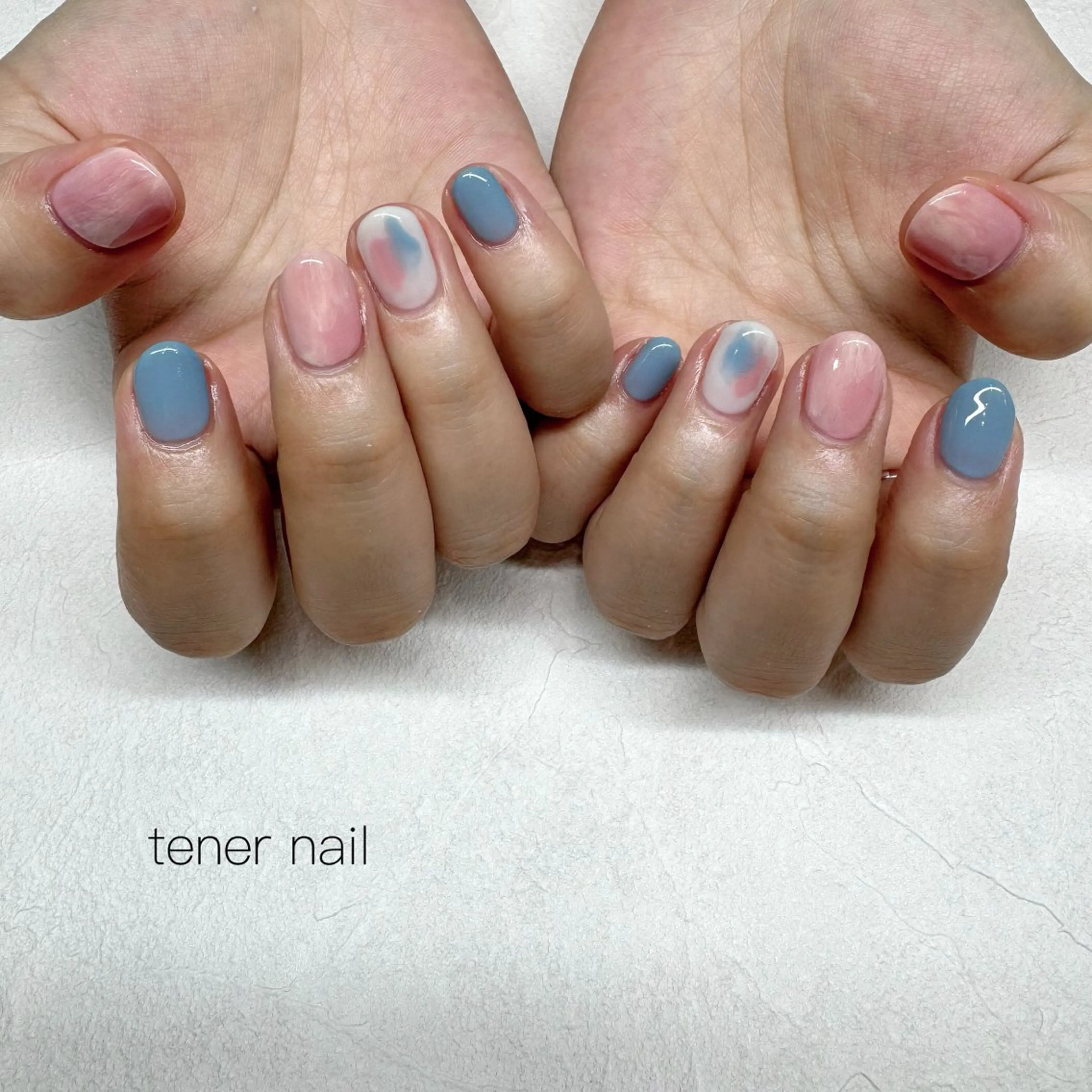 ネイル ブルー ピンク ハンドネイル tener  nail  テネルネイル所属・テネルネイル tener nailのネイルデザイン