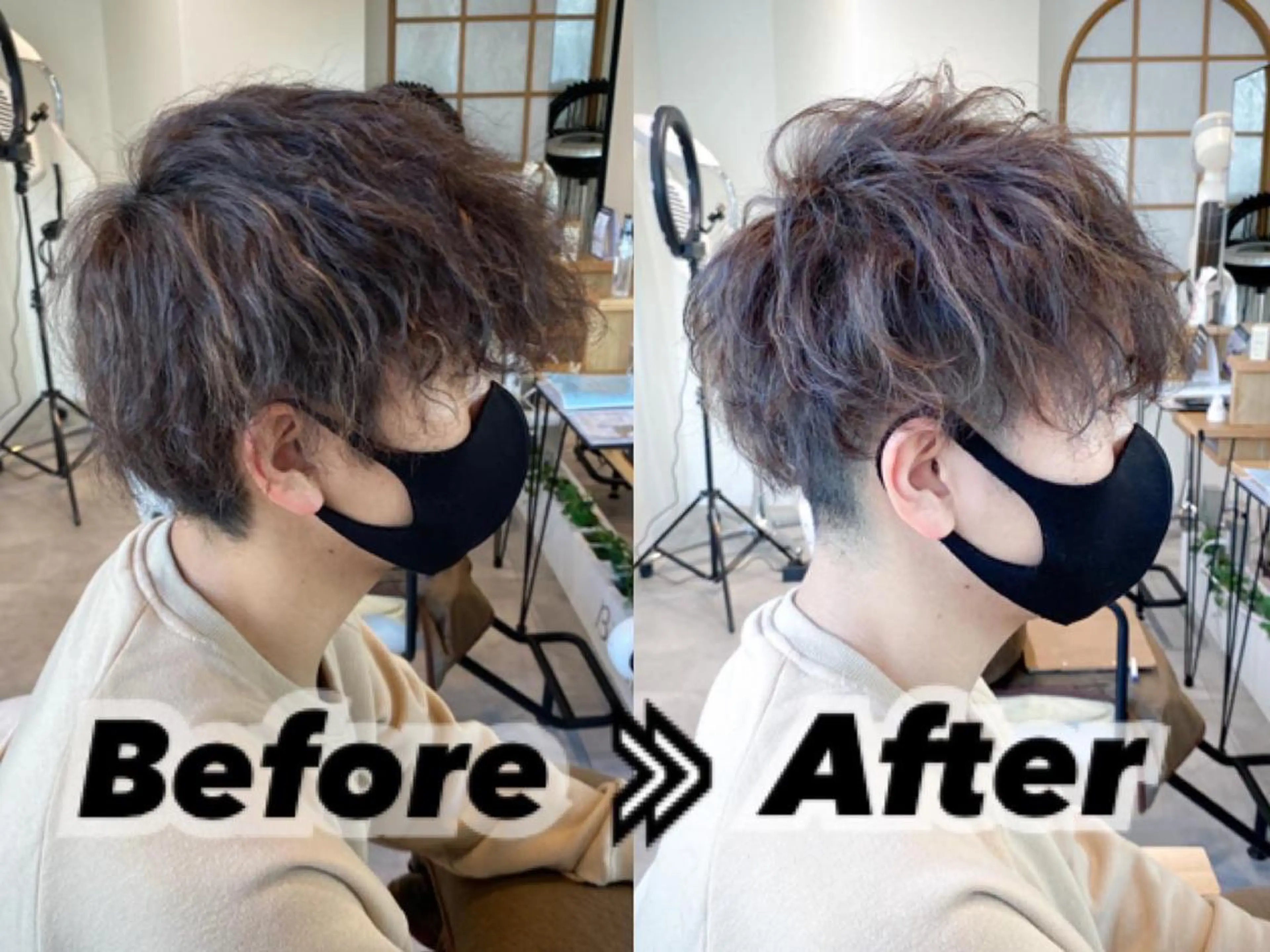 ショート メンズ マッシュ メンズパーマ 刈り上げ 大阪ウルフカット ハッシュカットのヘアスタイル