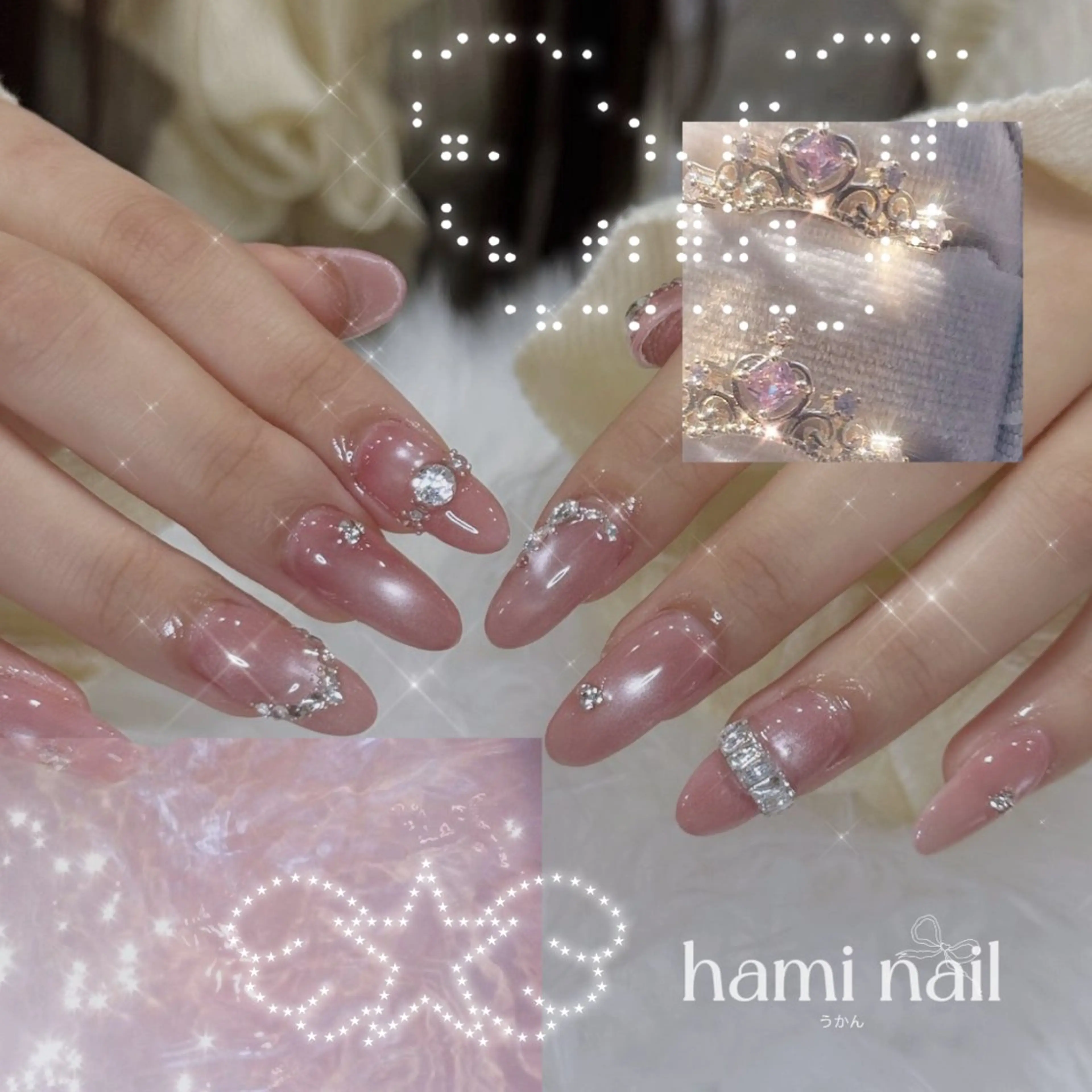 ネイル ハンドネイル ハンドケア hami🎀うかん 🎀チップ長さ出しのネイルデザイン