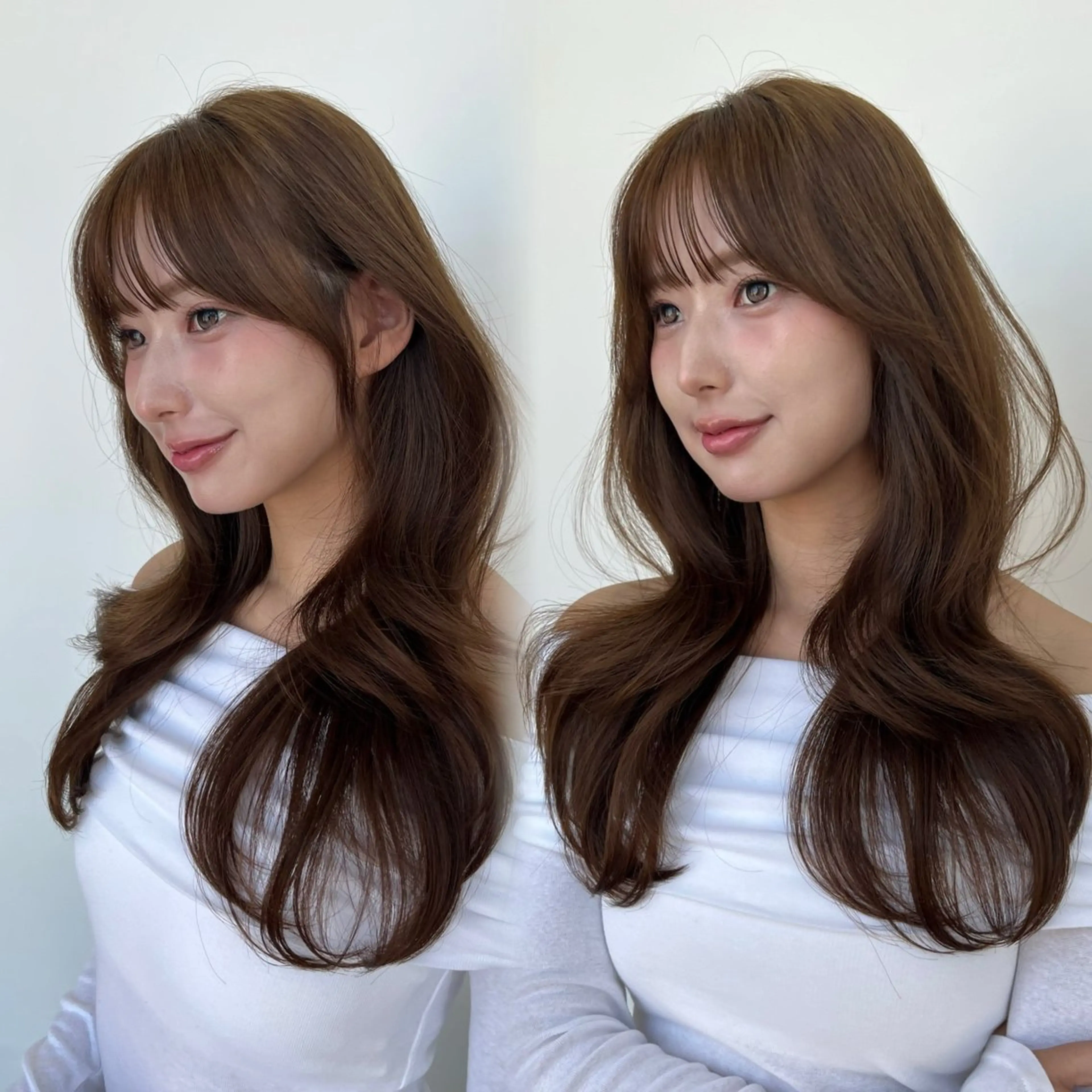 セミロング カラー カット トリートメント 似合わせレイヤー 透明感カラーのヘアスタイル