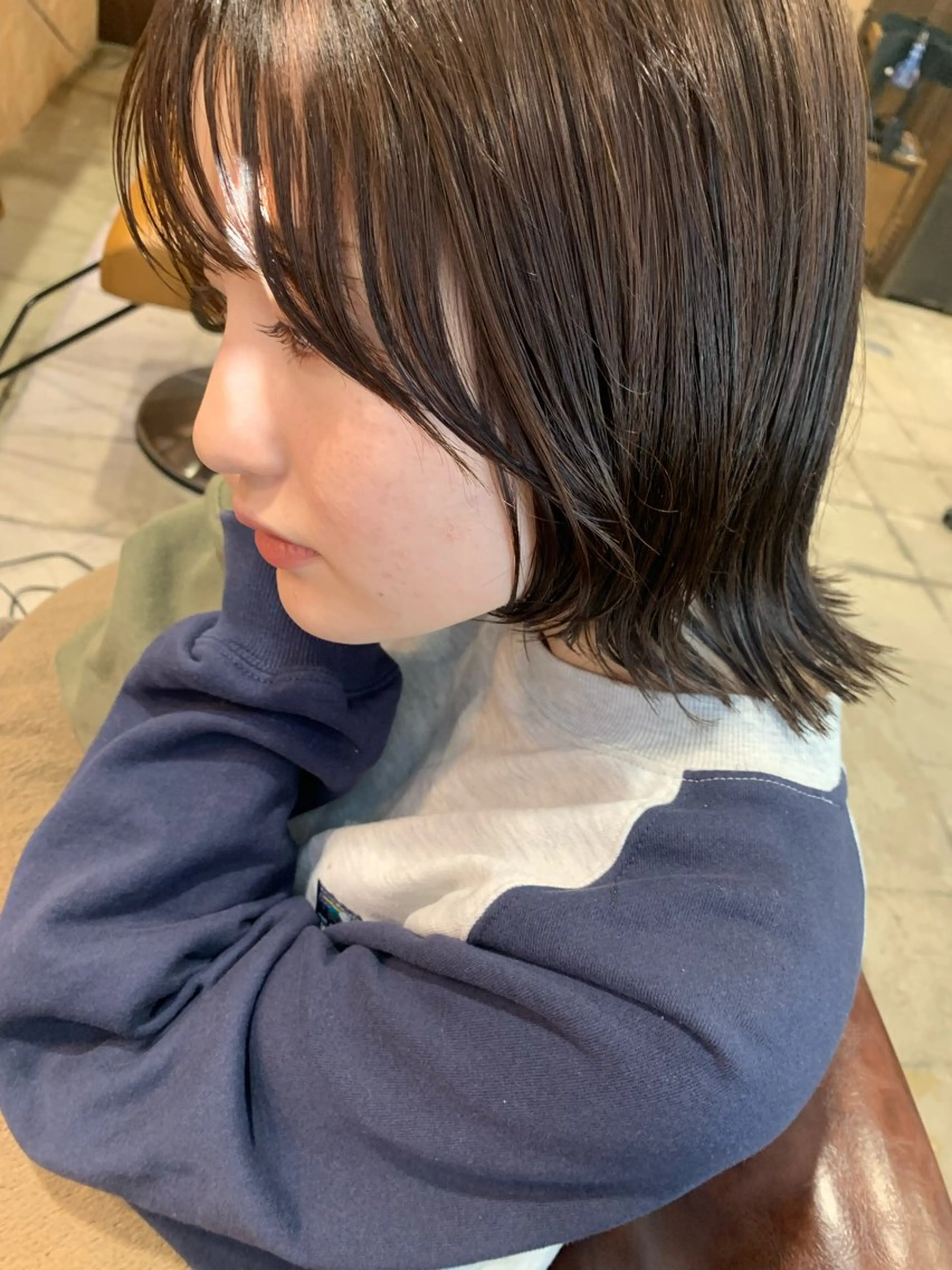 ミディアム カラー パーマ 落合 妙佳のヘアスタイル