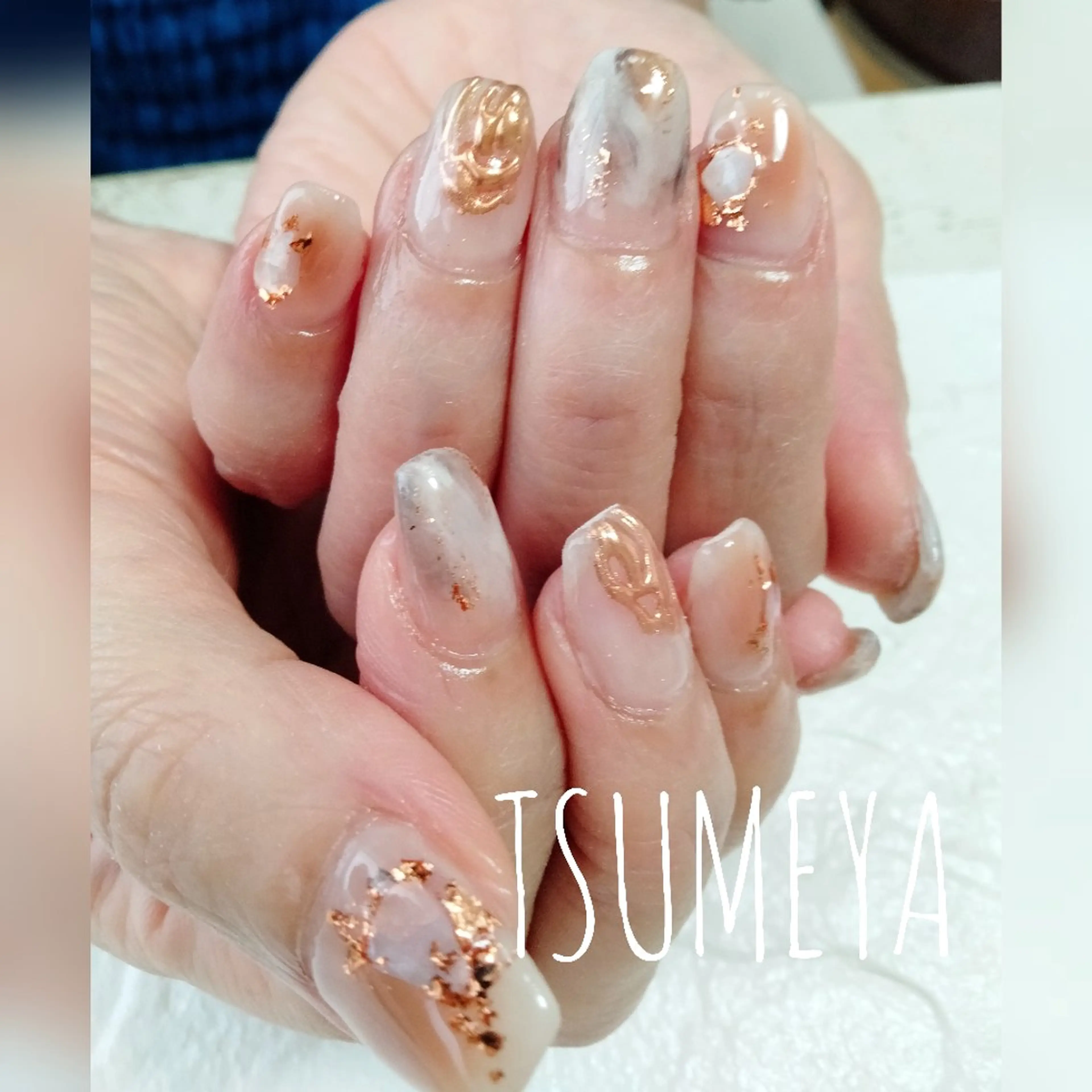 ネイル フレンチネイル ミラーネイル オレンジ _TSUMEYA _のネイルデザイン