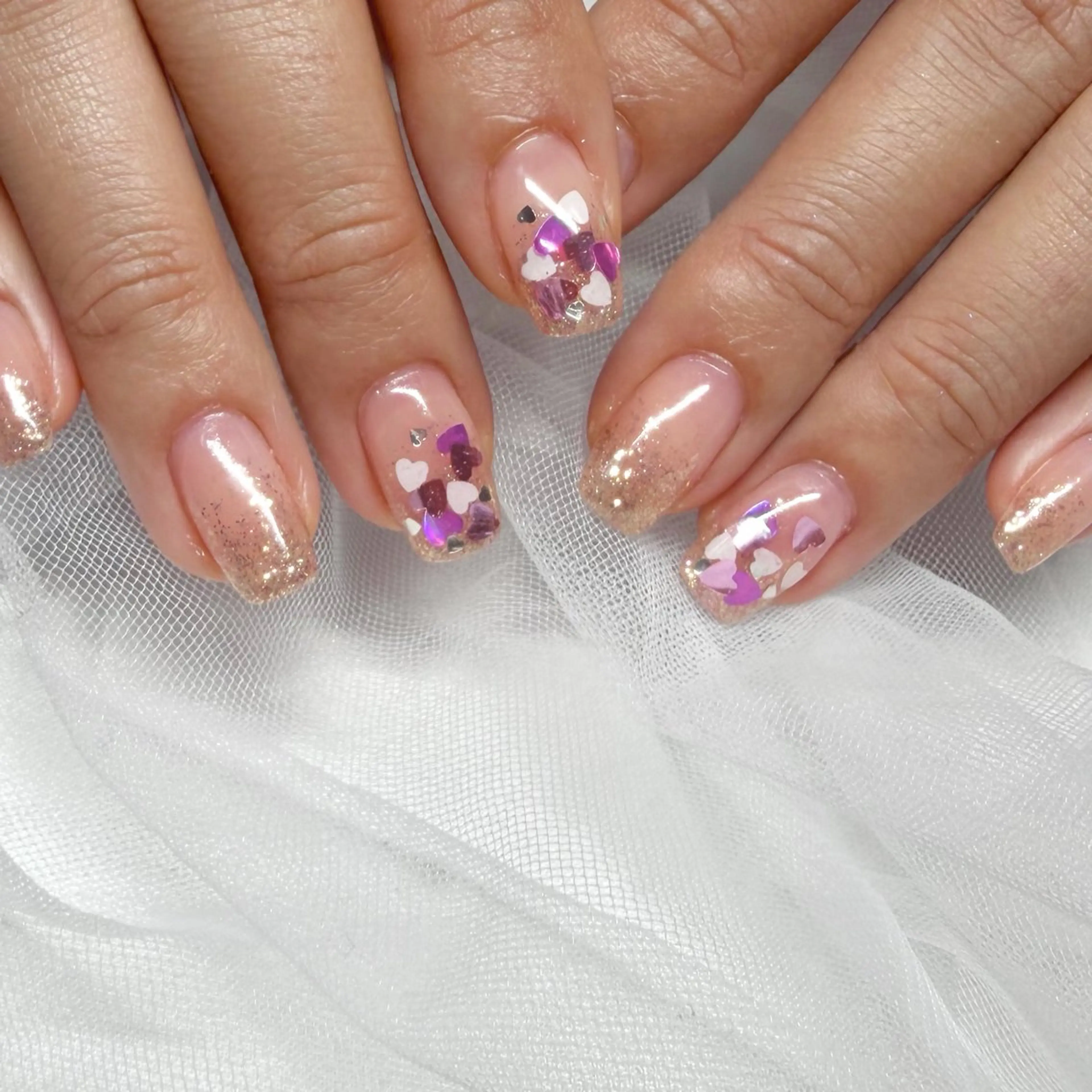 ネイル 長さ出し フラッシュネイル ジェルネイル マグネットネイル 持ち込み ハンドネイル Gemini所属・🌷Gemini nami🌷のネイルデザイン