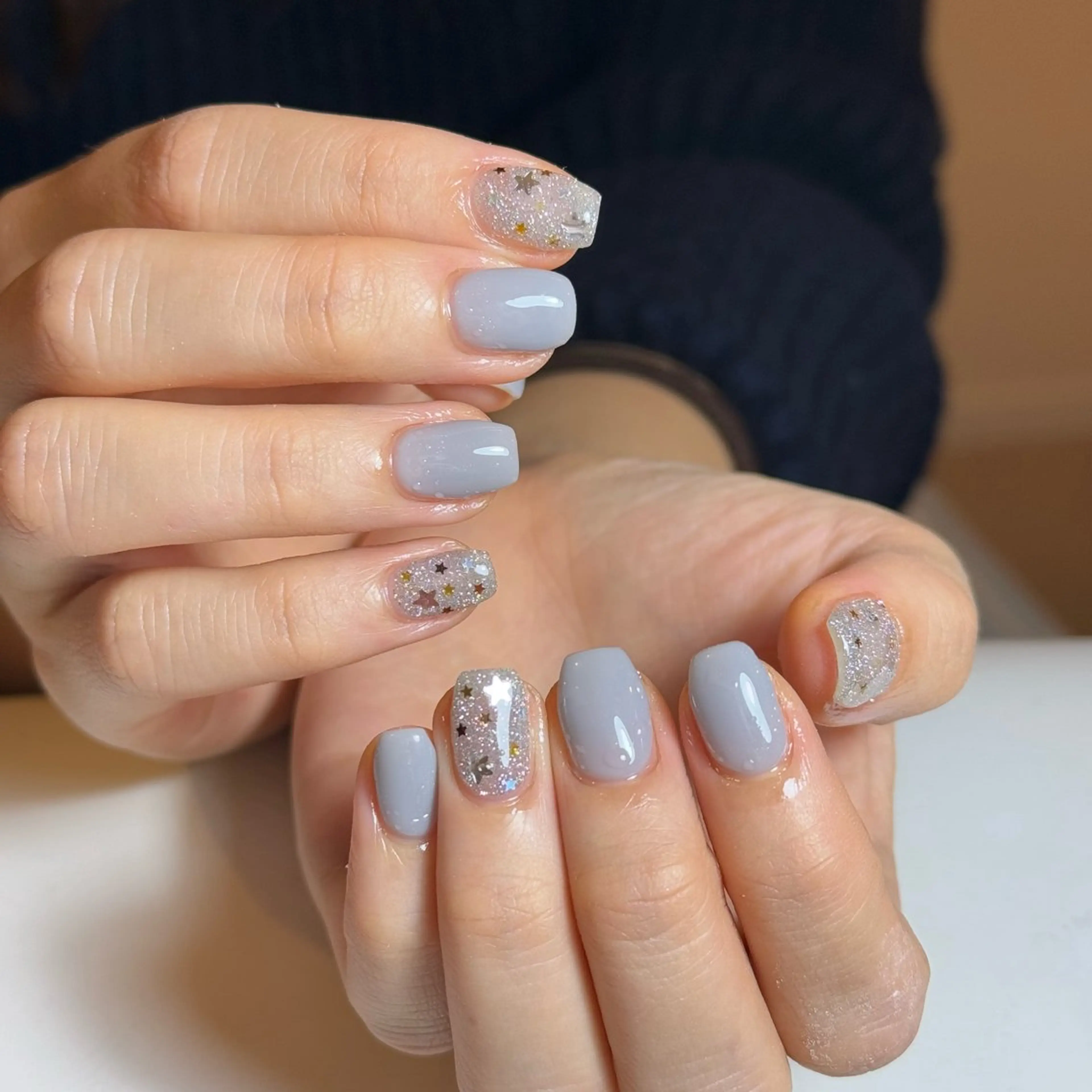 ネイル チークネイル フレンチネイル グラデーション キラキラネイル 韓国ネイル ハンドネイル Risa_ Nailのネイルデザイン