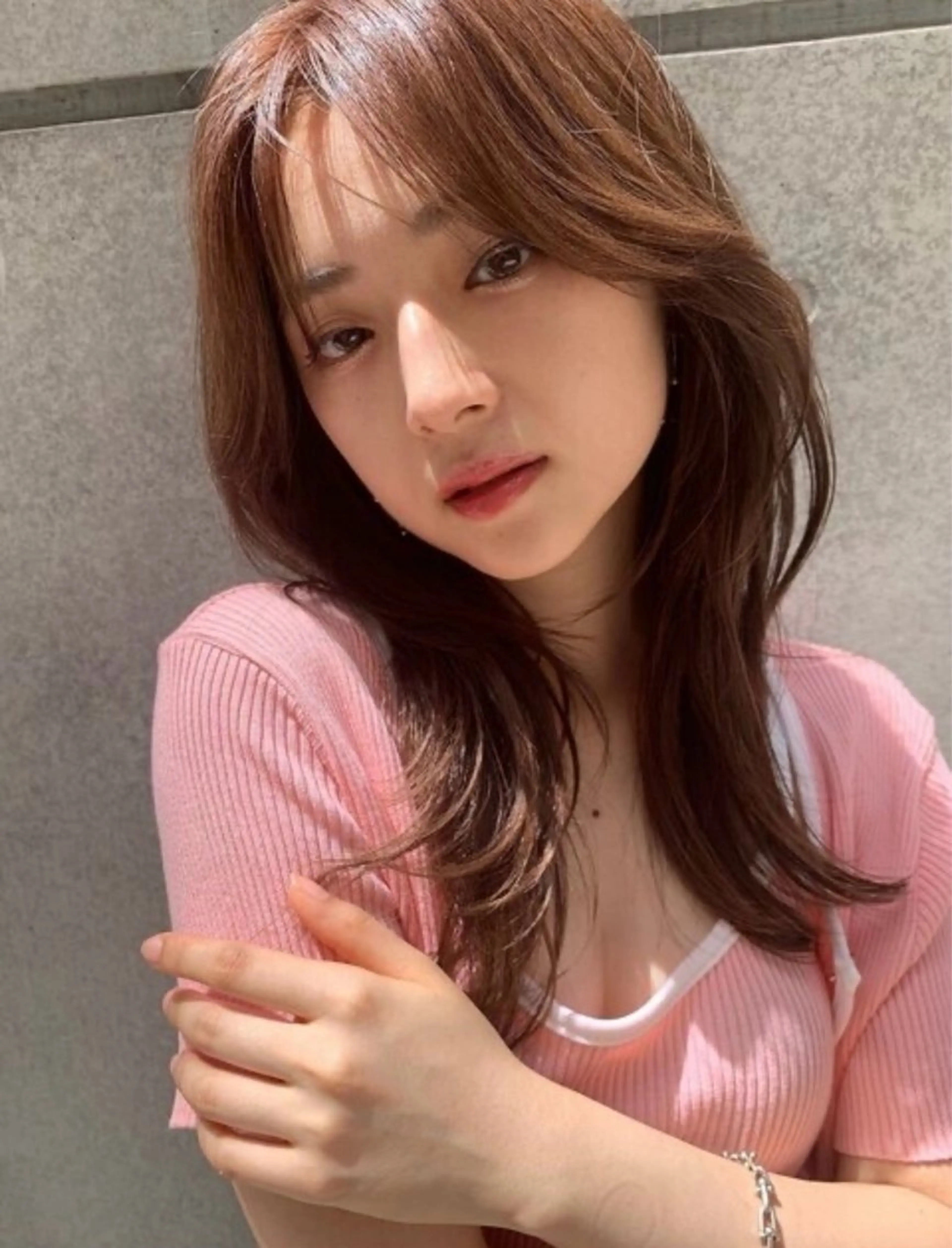 セミロング ブリーチ/縮毛矯正/ 韓国/💗ホノカ💗のヘアスタイル