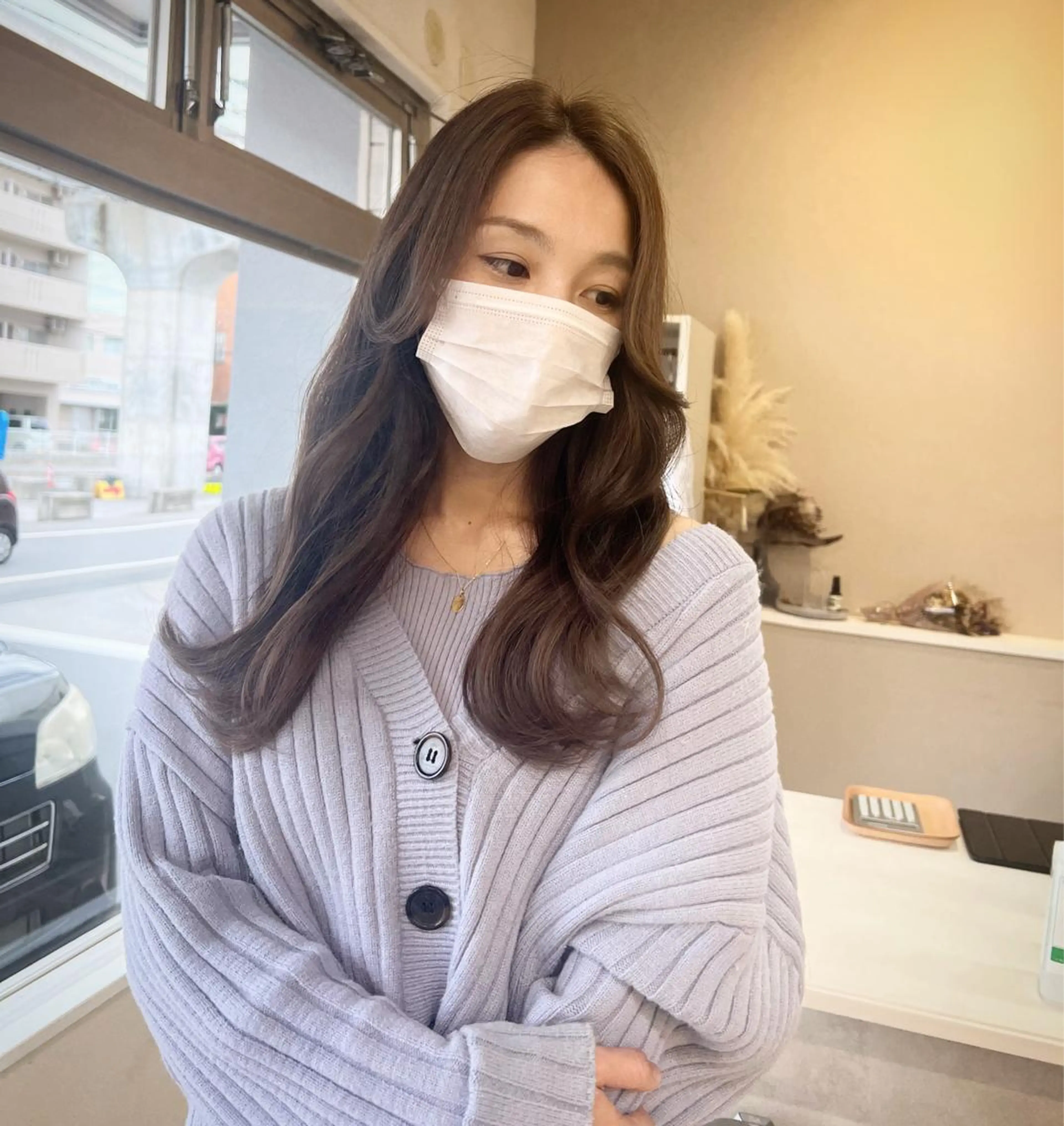 セミロング カラー 顔まわりレイヤー 顔周りカット レイヤーカット テトネ タカシのヘアスタイル