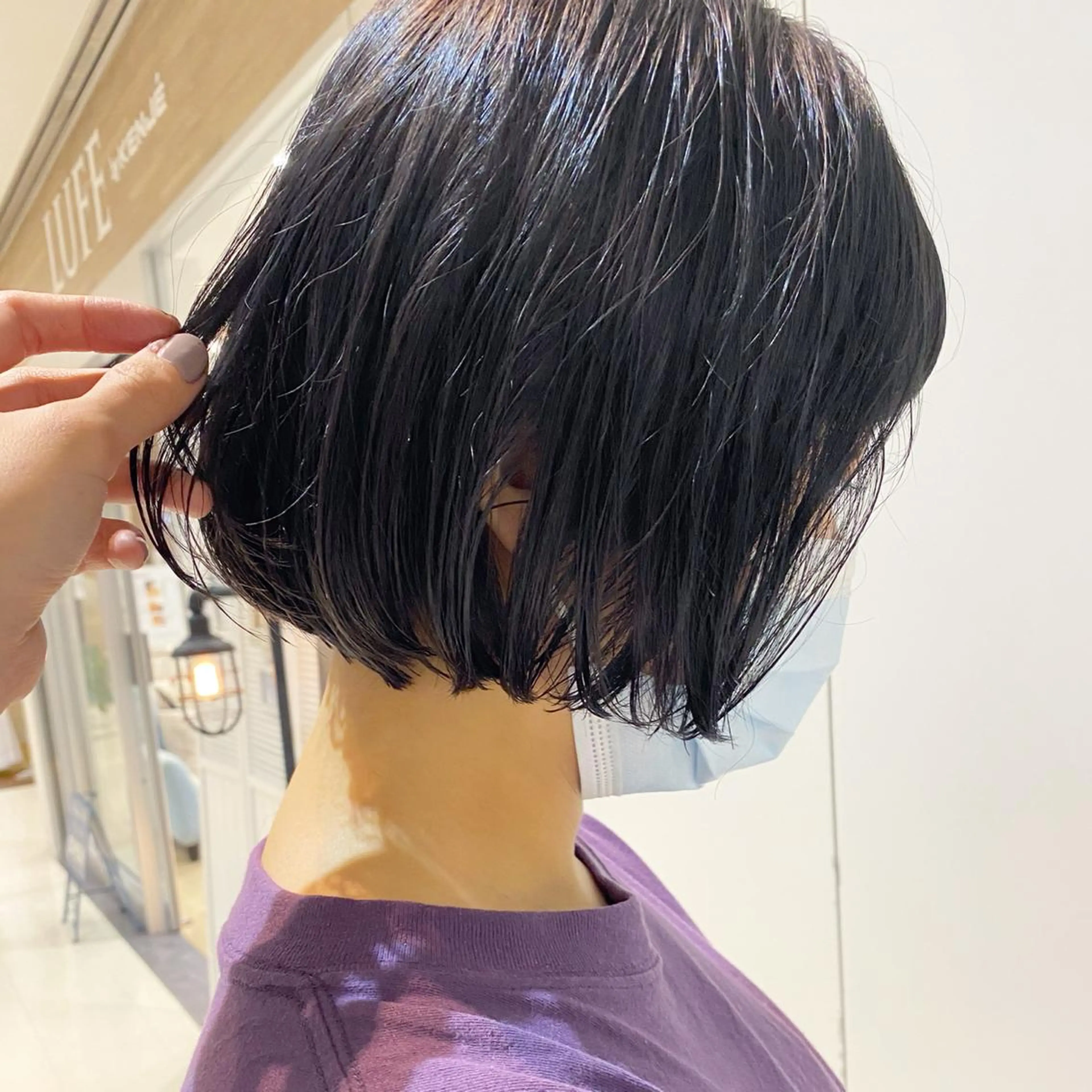 ショート カラー 黒髪 ブルーカラー ブルーブラック ボブ ボブ/salut町田 🧡kanaのヘアスタイル