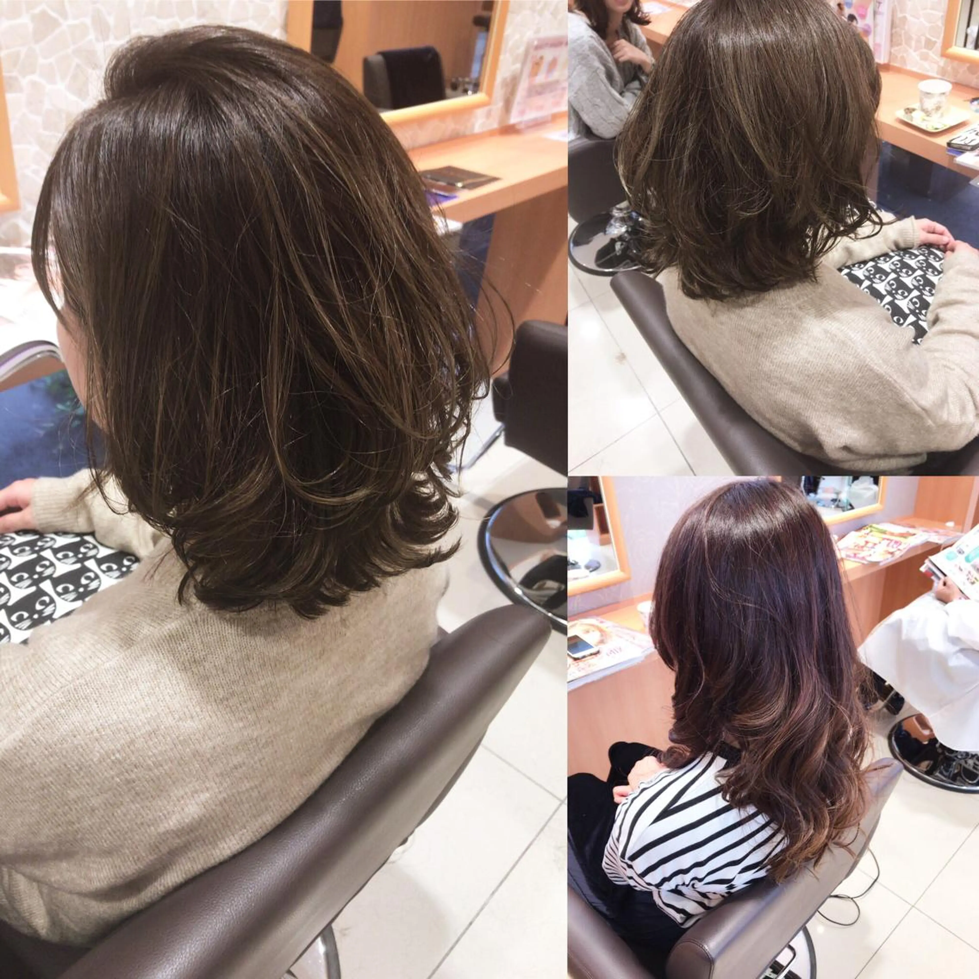 ミディアム カラー パーマ レイヤーカット匠 イソザキノリユキのヘアスタイル