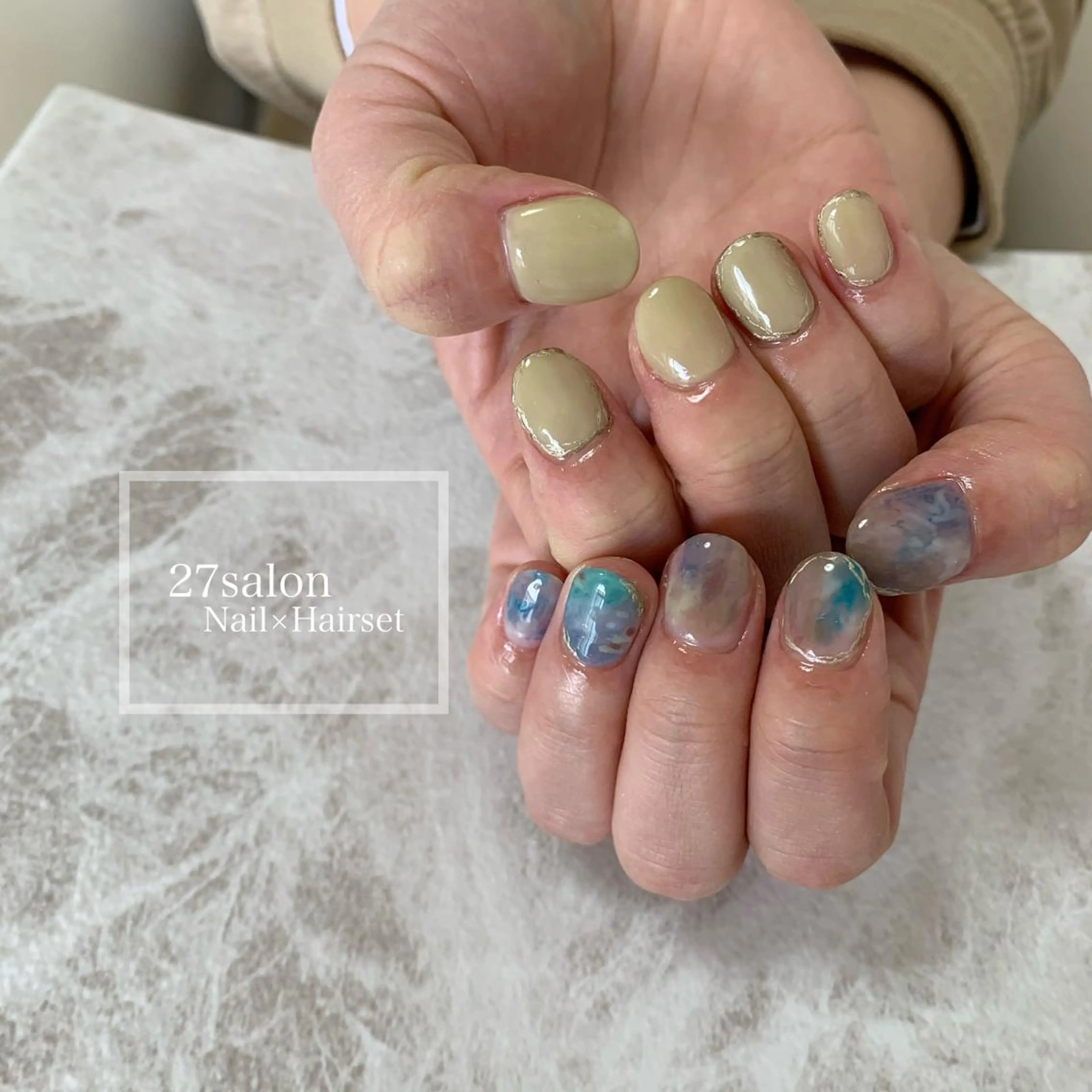 ネイル アートネイル ピスタチオネイル 27salon yuinaのネイルデザイン