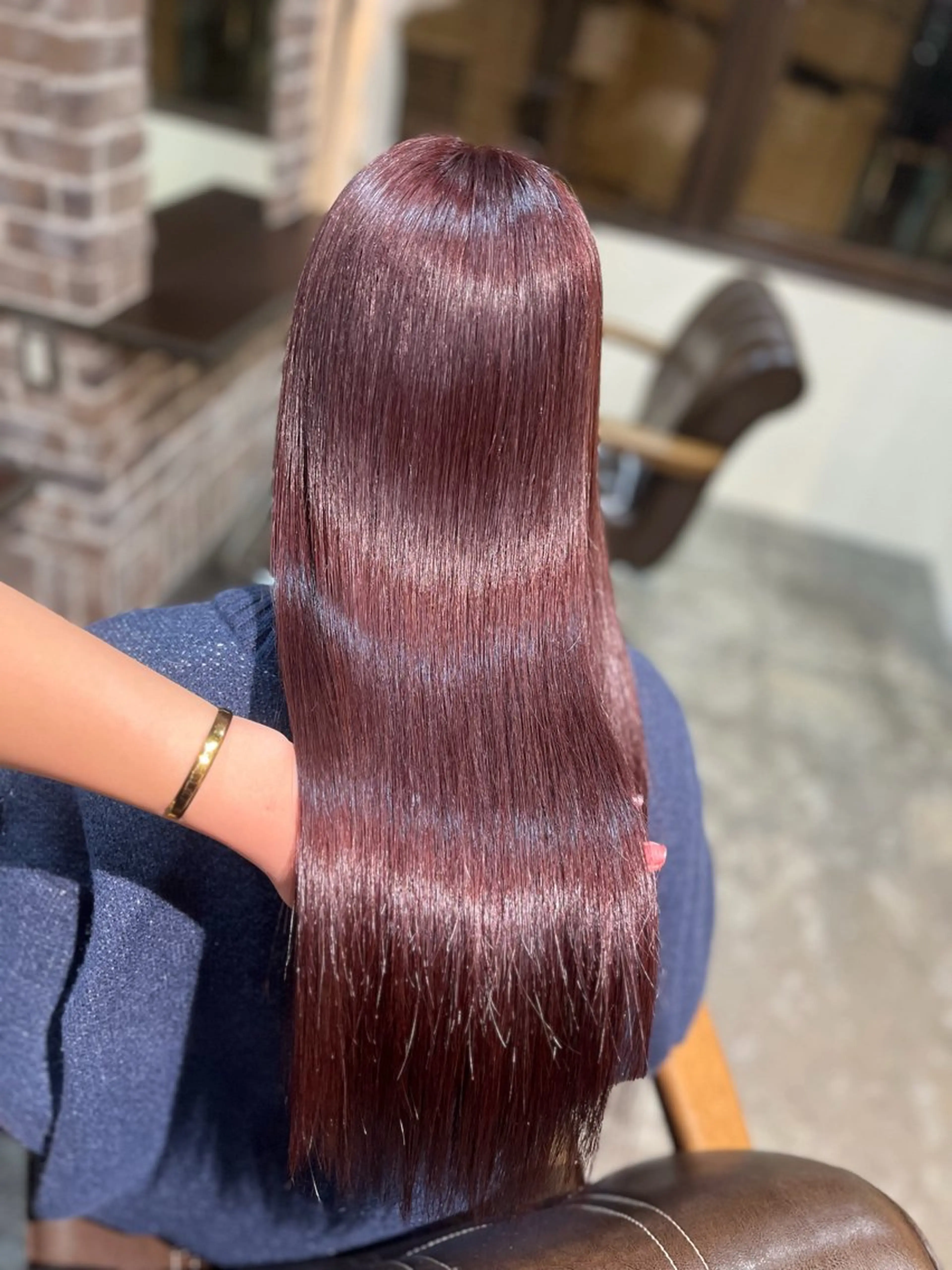 ロング カラー ブラウンカラー ダブルカラー ピンクカラー ピンクブラウン カット ヘアカラー トリートメント メンズパーマ/縮毛 矯正/徳田真緒のヘアスタイル