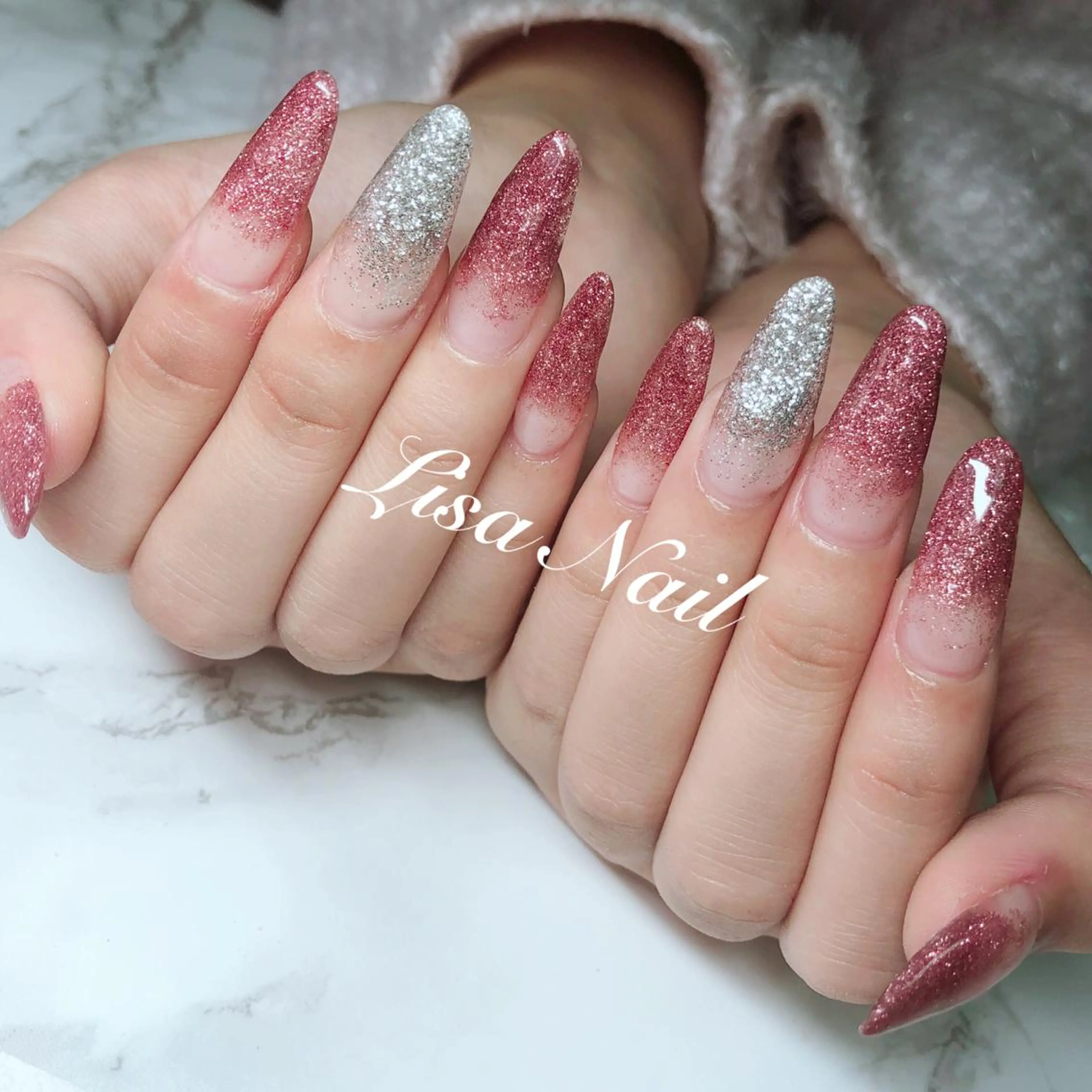 ネイル ラメ(グリッター) スカルプネイル 🎀 RI🎀のネイルデザイン