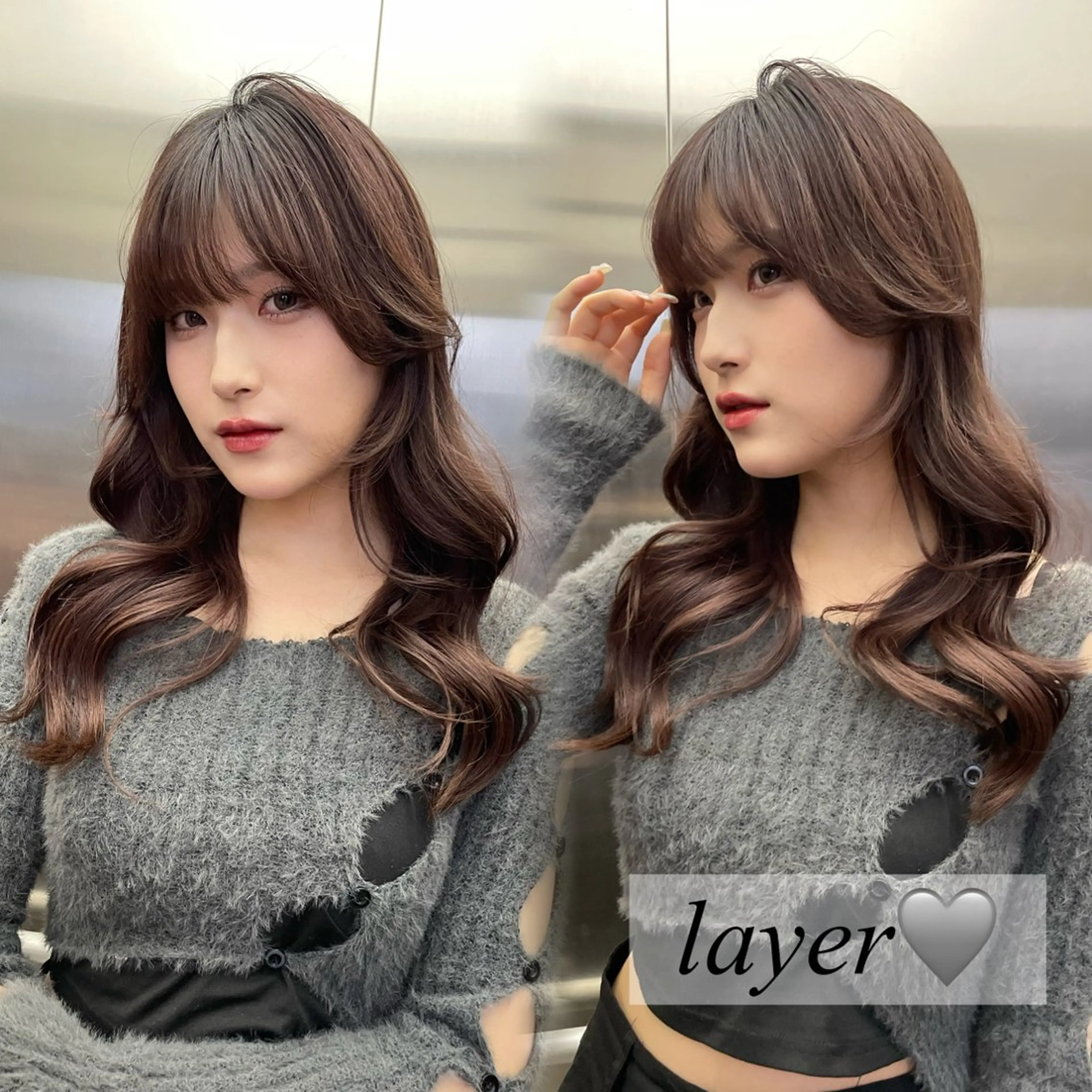 ロング カラー 透明感カラー レイヤーカット カット ヘアカラー トリートメント 韓国レイヤー/髪質 改善🎀ちなみのヘアスタイル