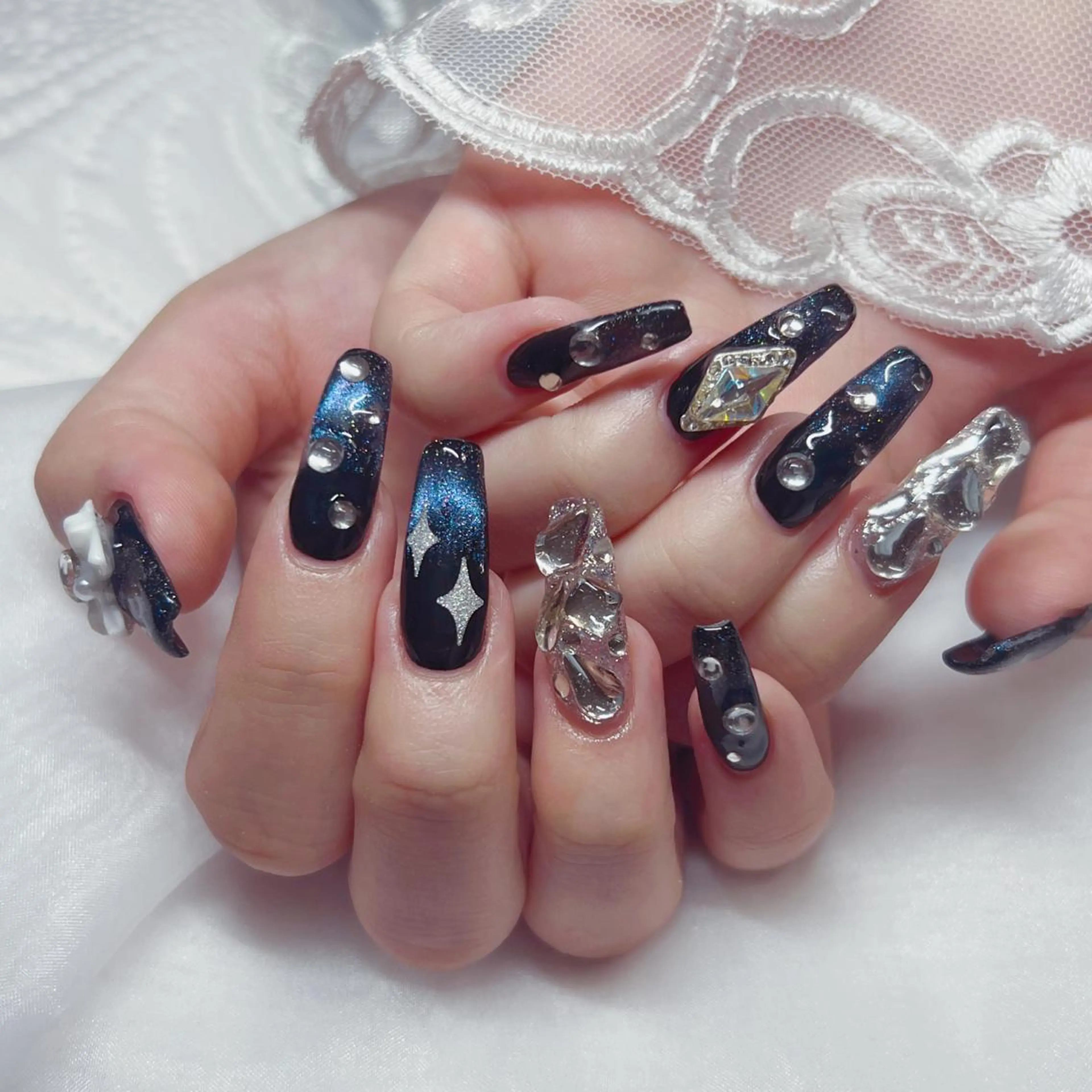 ロング ハンドネイル ハンドケア 💜MIYA nail川崎店のネイルデザイン