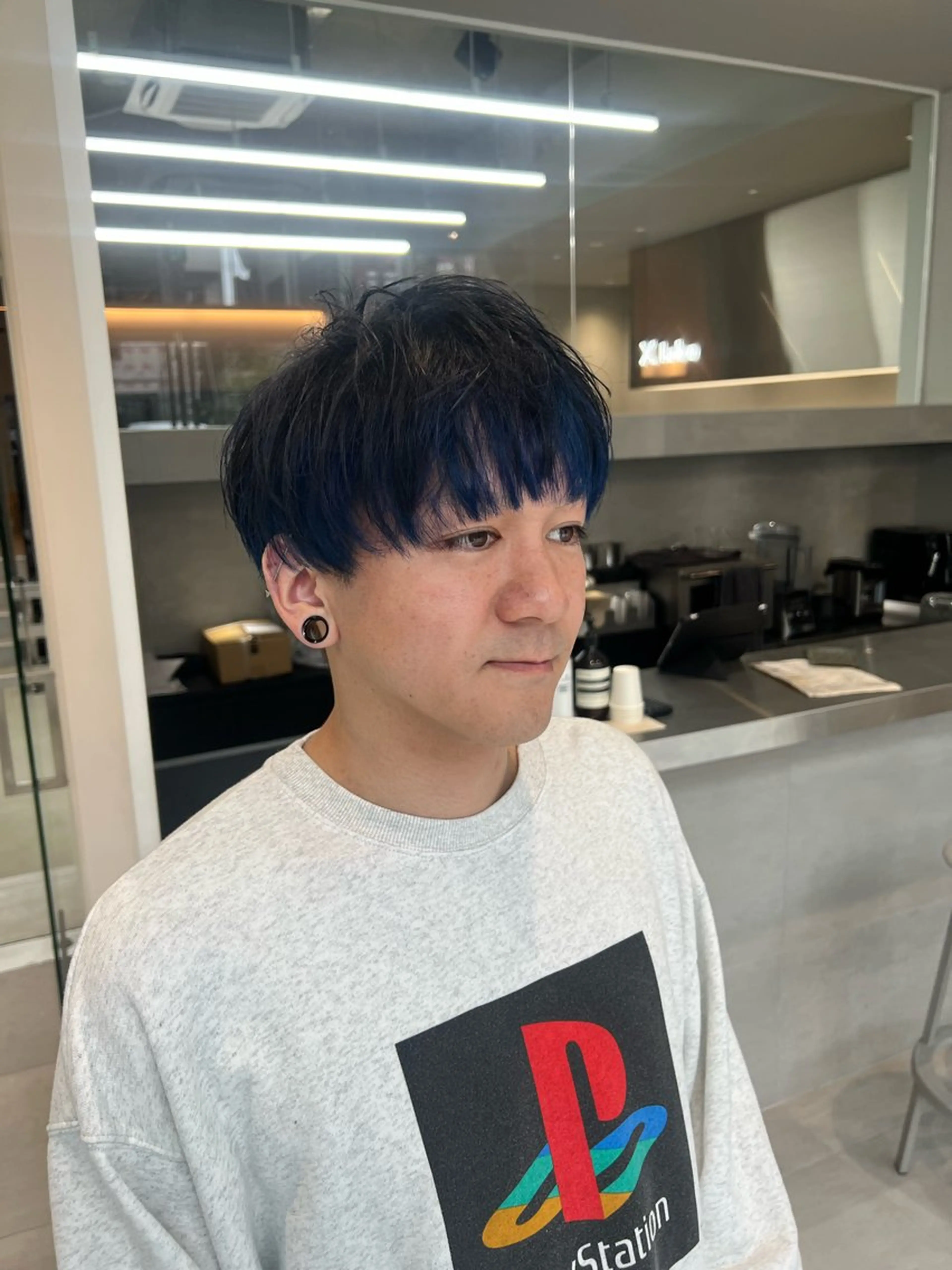 カラー メンズ マッシュ ブルーカラー カット ヘアカラー 吉沢遣人/レイヤー 艶カラー/パーマのヘアスタイル