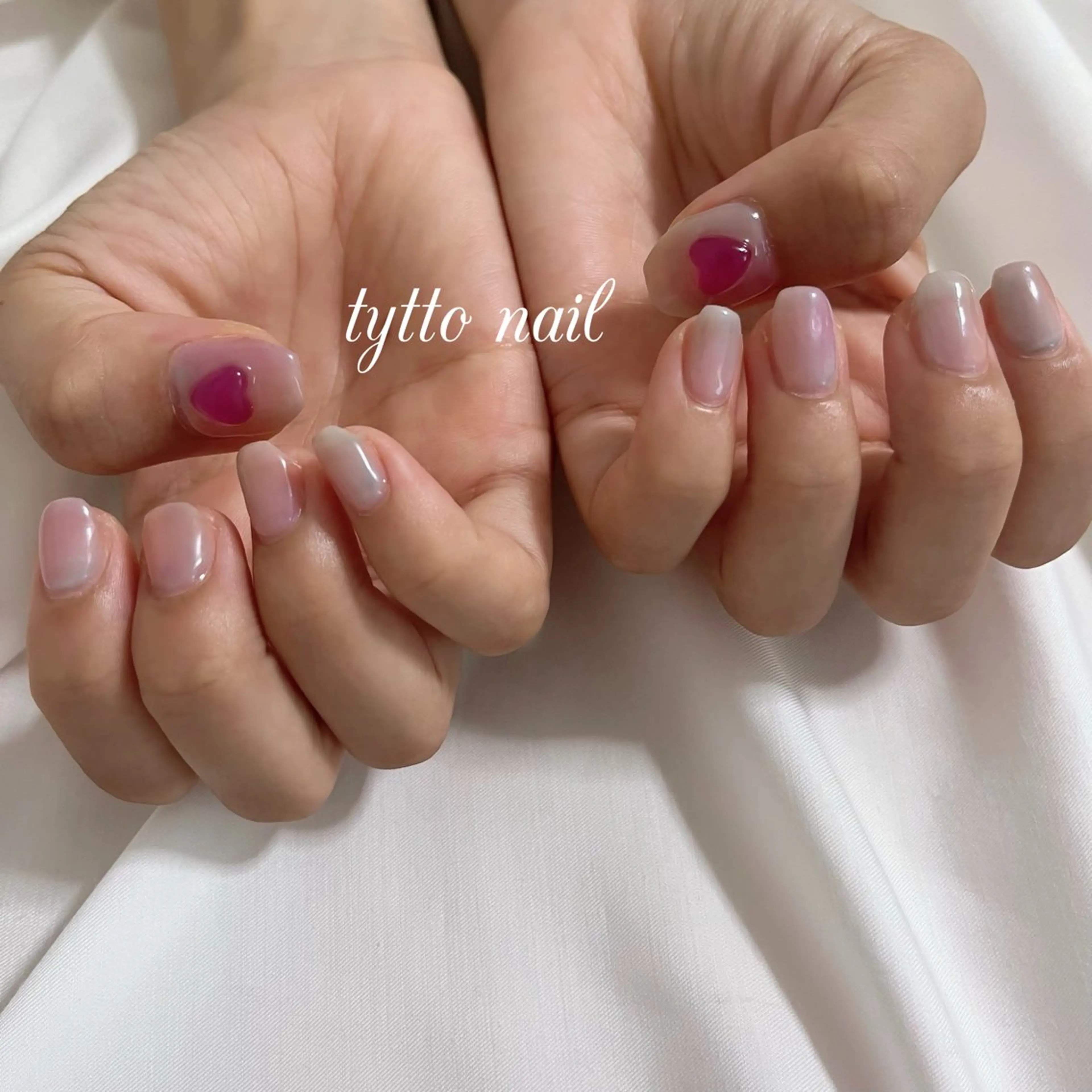 ネイル ハート 韓国ネイル ニュアンスネイル パステルネイル ショートネイル ハンドネイル tytto nail ❤︎‪‪eri‪‪のネイルデザイン
