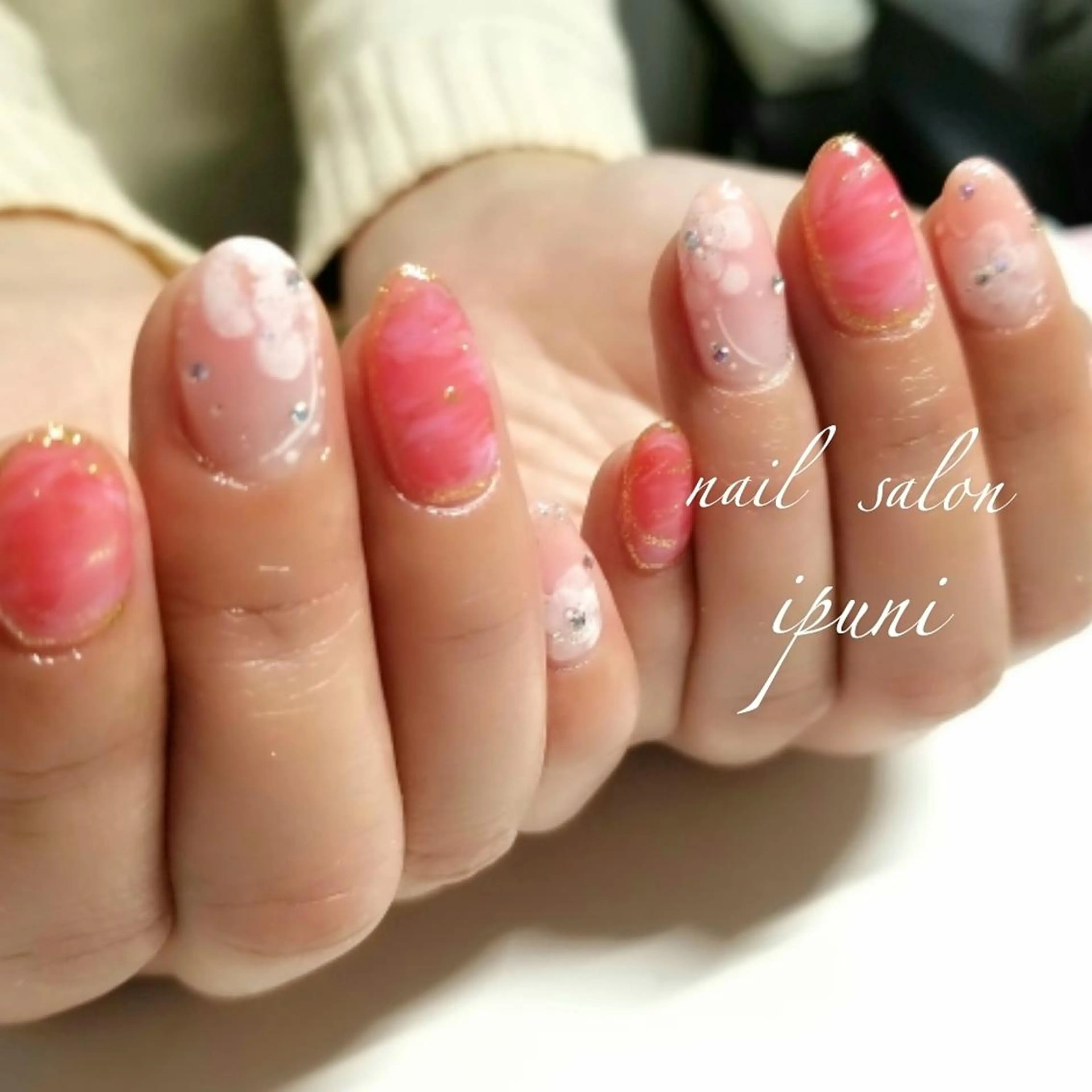 ネイル フラワーネイル 大理石ネイル(マーブル) Lien nail リアン　ネイルのネイルデザイン