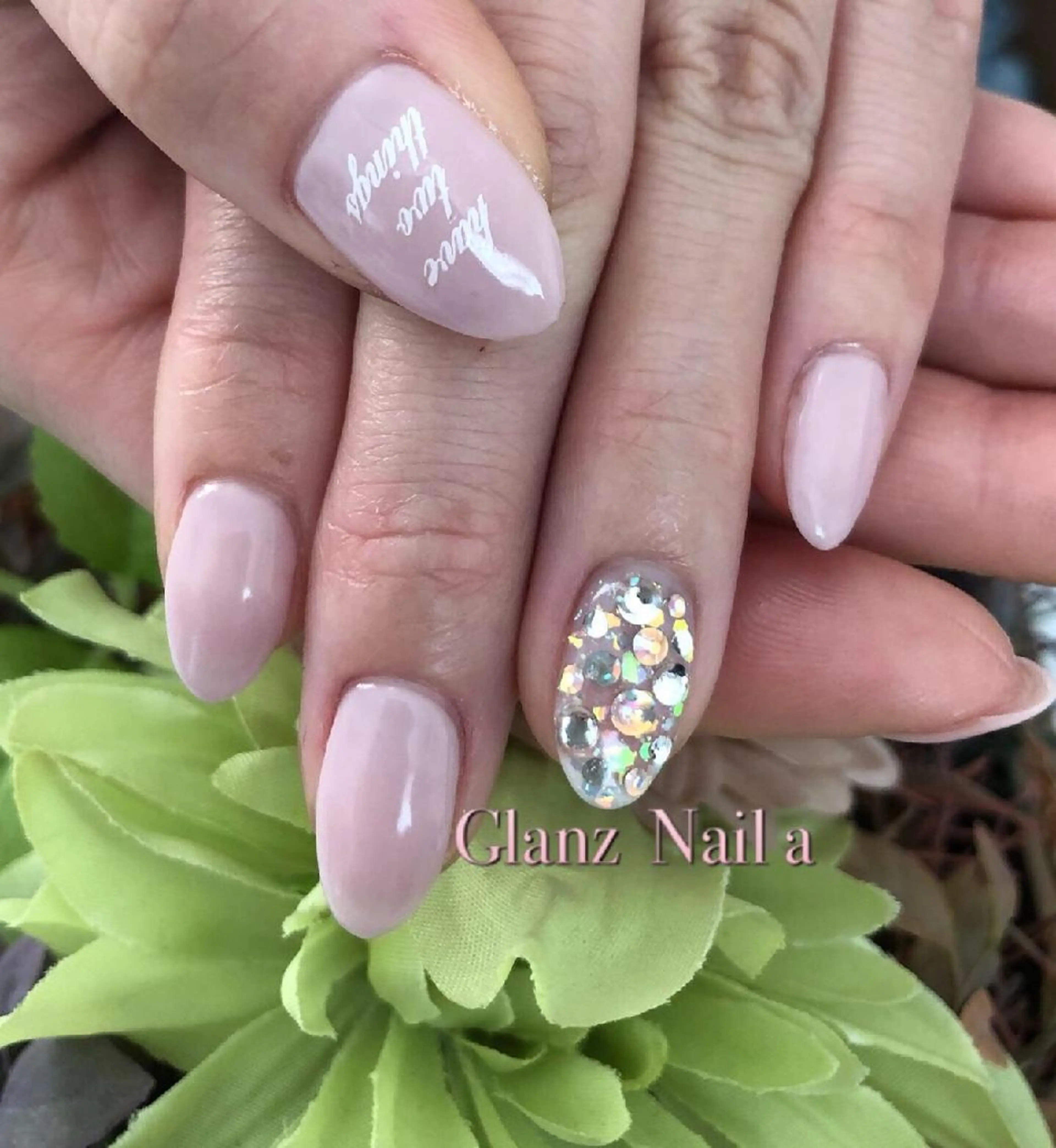 ネイル キラキラネイル ラメ(グリッター) ピンク ストーンネイル Glanz  Nail aのネイルデザイン