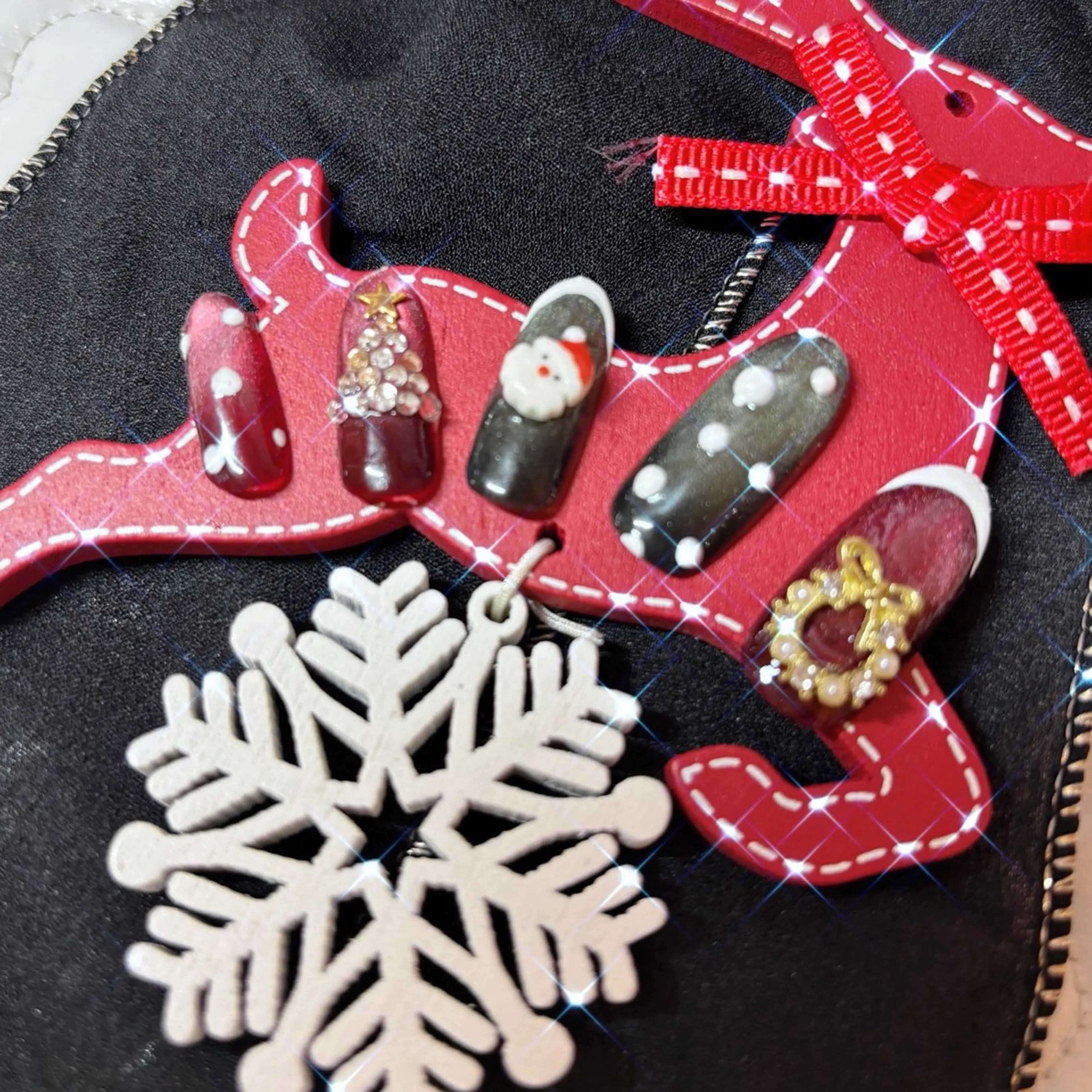 【オフなし】フルチップ長さだしクリスマスデザイン🎄🧑🎄パーツつけ放題&ストーンツリー🌲カラーも選び放題🎁の写真