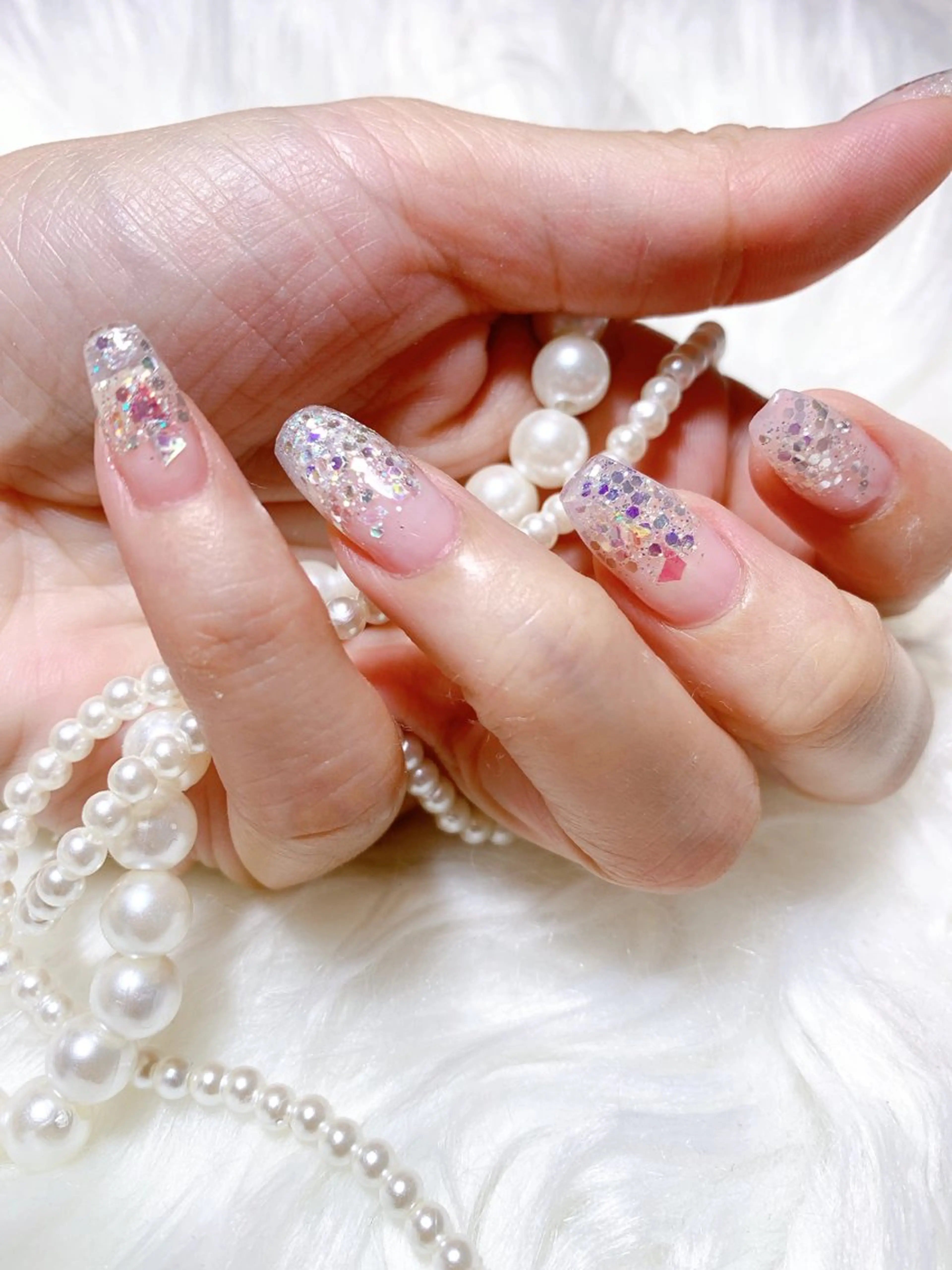 ネイル ラメ(グリッター) ラメグラデーション スカルプネイル 高島 夏海のネイルデザイン