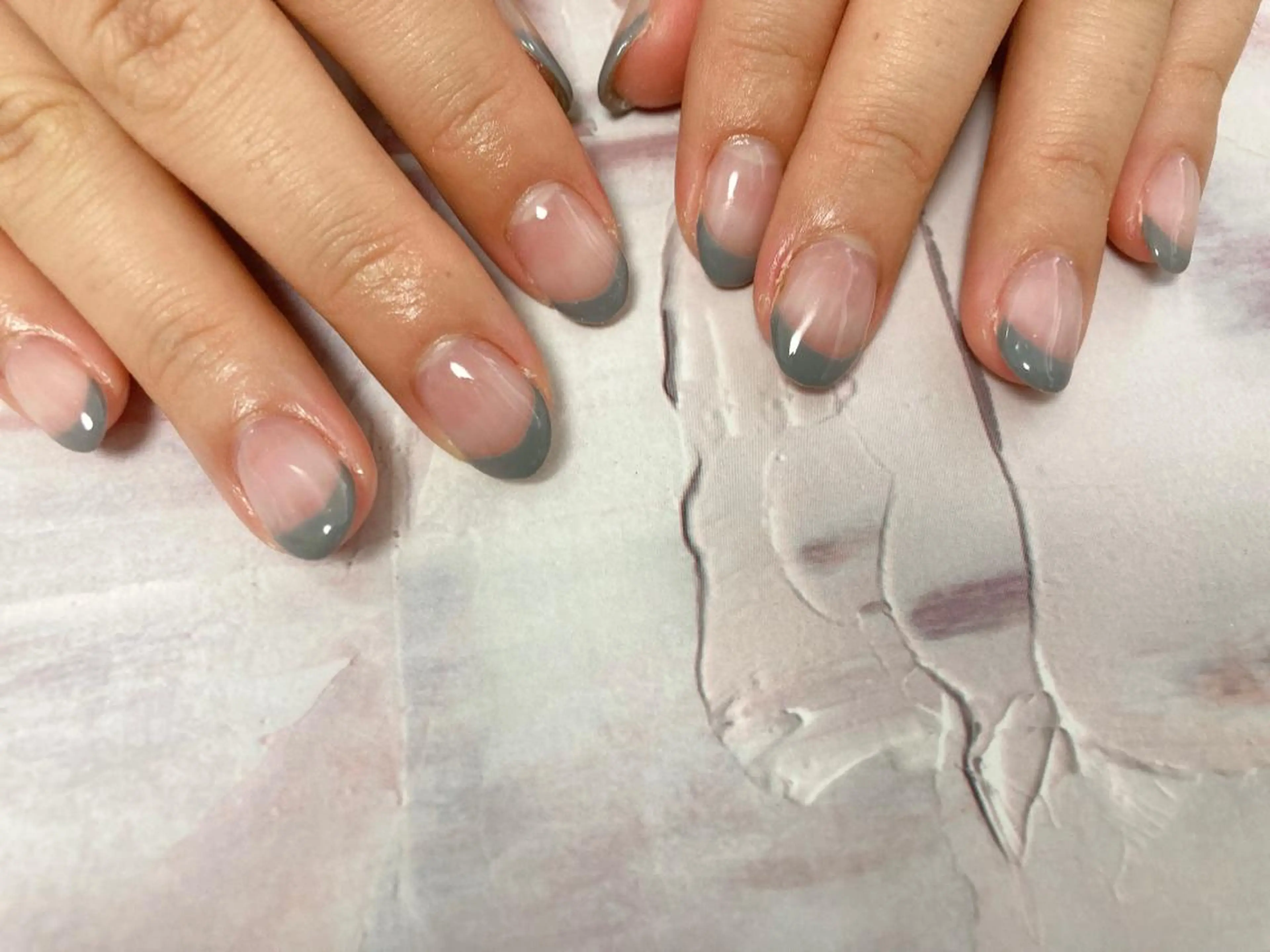 ネイル ブルー フレンチネイル Mogu nail 二子玉川のネイルデザイン