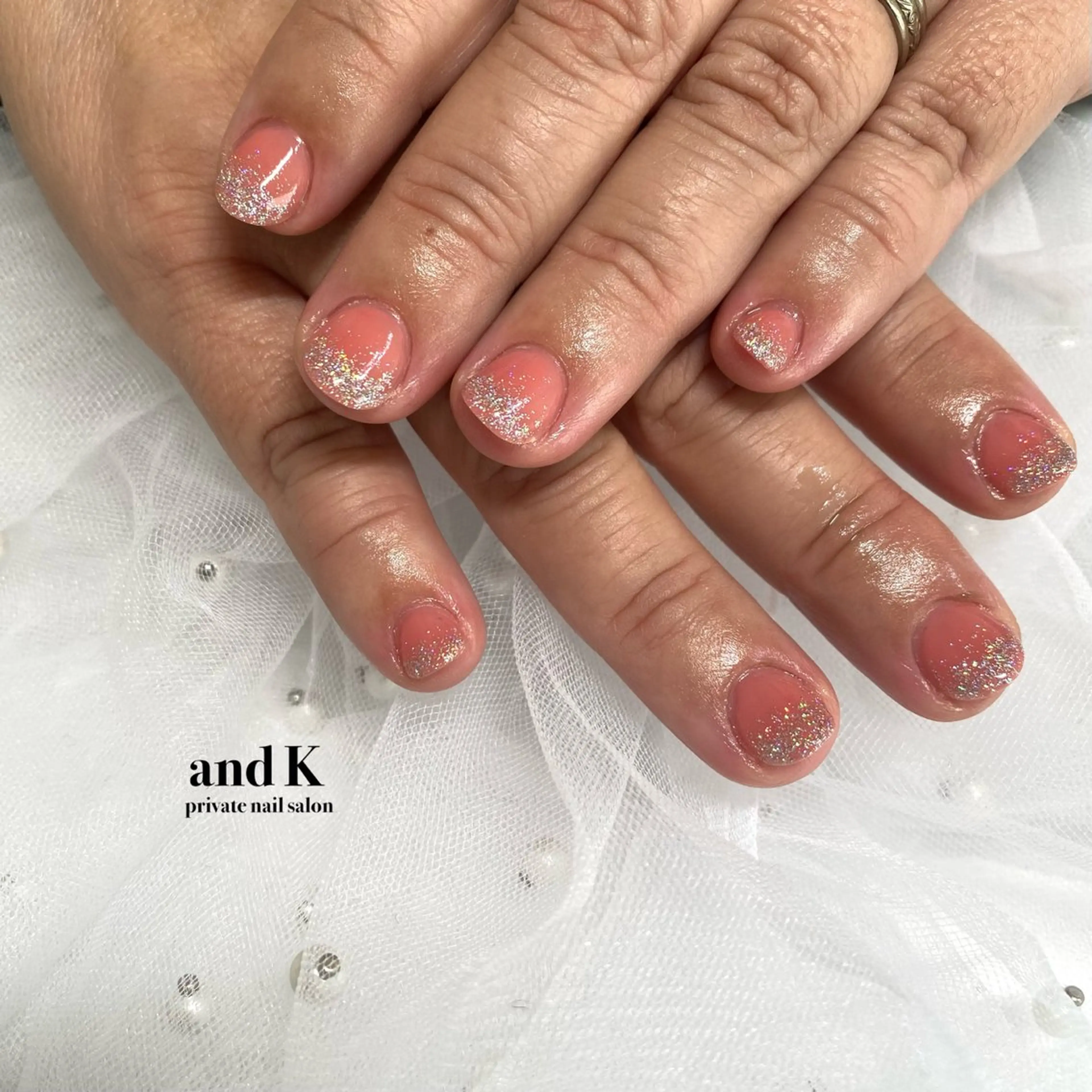 ネイル ラメ(グリッター) ラメグラデーション ピンク シンプルネイル andK nail salonのネイルデザイン