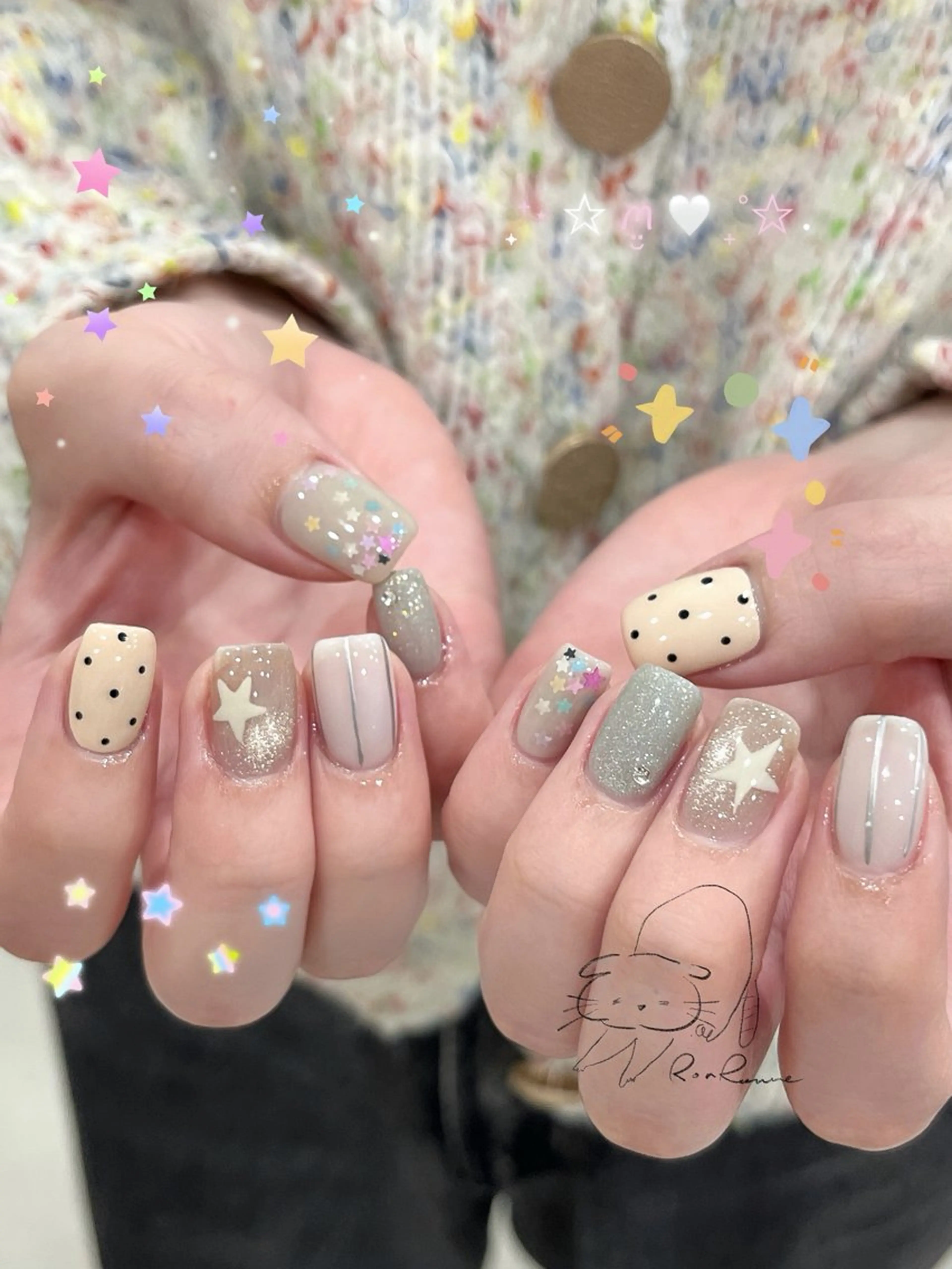 ネイル オーロラネイル 長さ出し フレンチネイル ジェルネイル ミラーネイル ハンドネイル Cho Artネイル所属・ronronne .のネイルデザイン