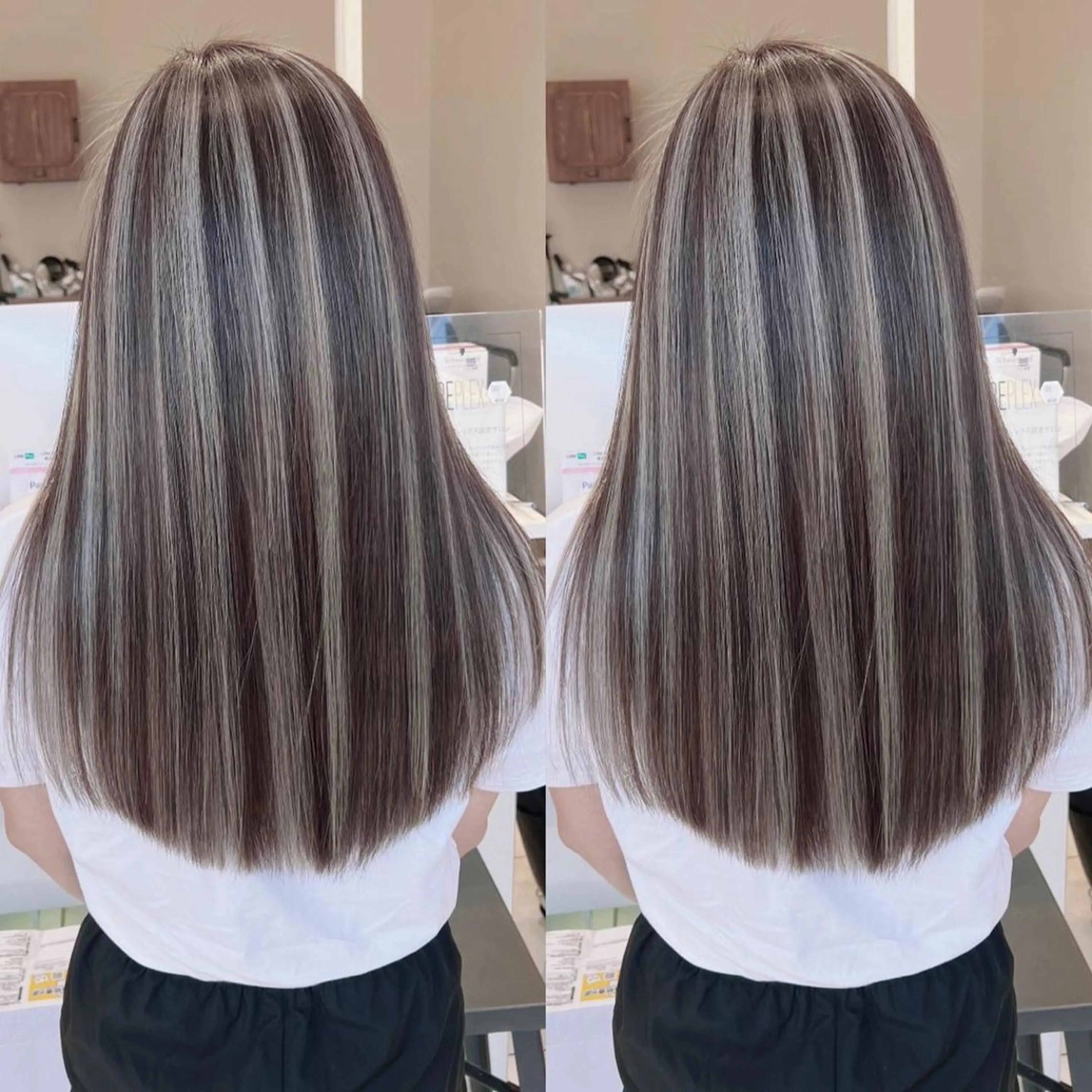 ロング カラー ブリーチ ケアブリーチ 髪質改善 ヘアカラー オフホワイトアンドなんば所属・福西 洋斗のヘアスタイル