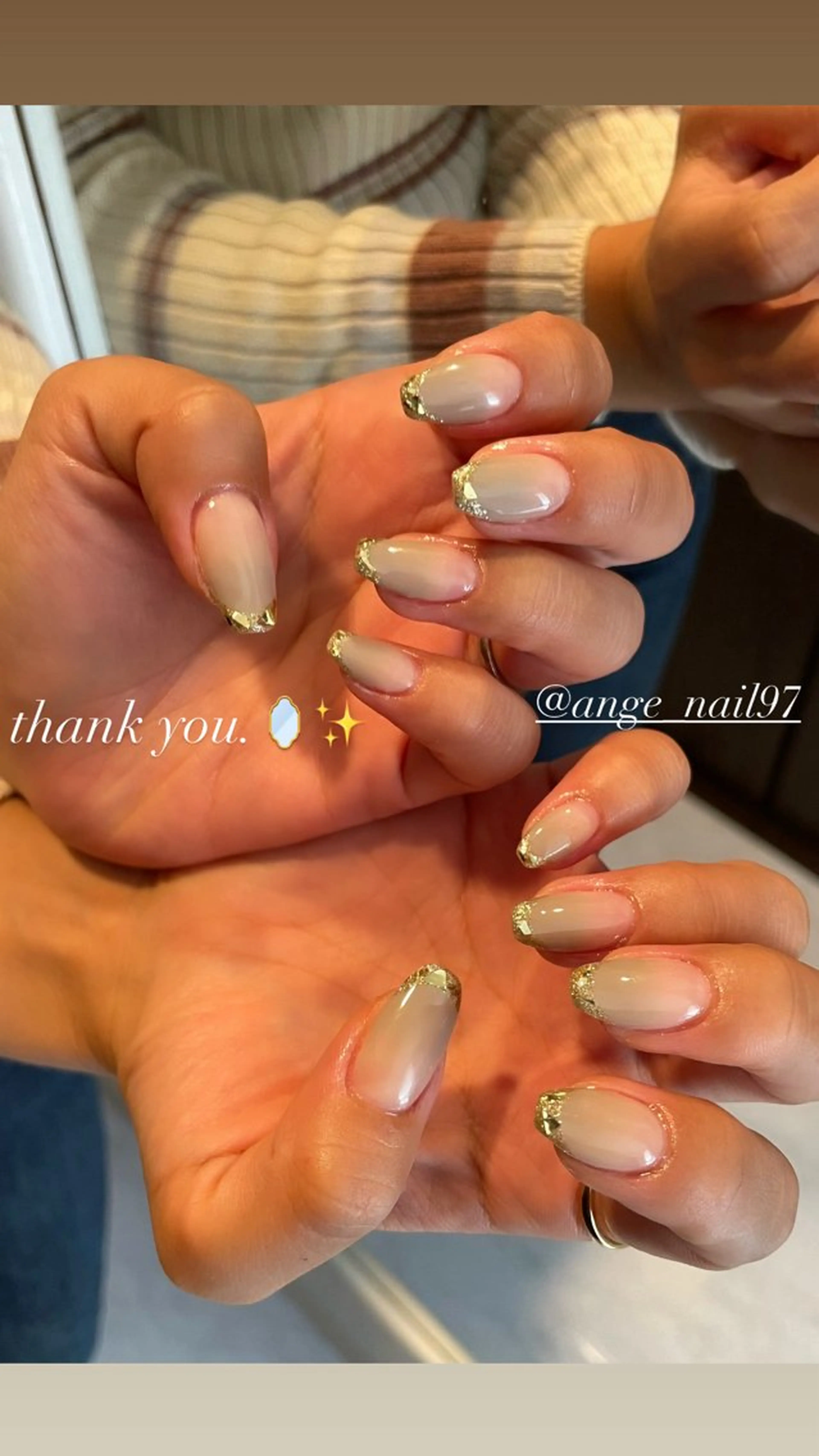 ネイル フレンチネイル ジェルネイル ガラスフレンチ 持ち込み 冬ネイル ハンドネイル Nail salon 🎀Angeのネイルデザイン