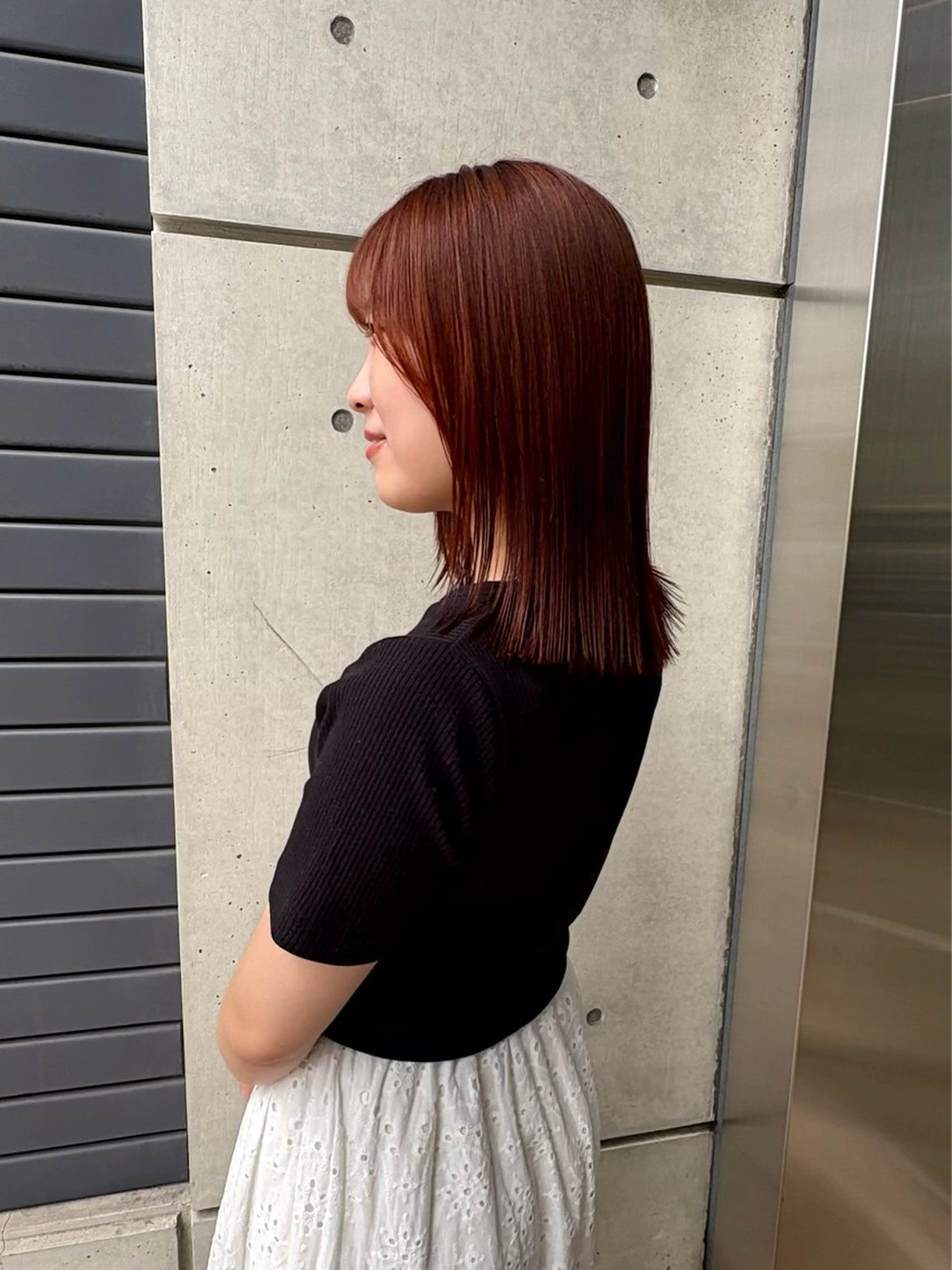 ミディアム カラー ヘアカラー 暖色カラーワンカラー ななほ🌷⋆⭒˚のヘアスタイル