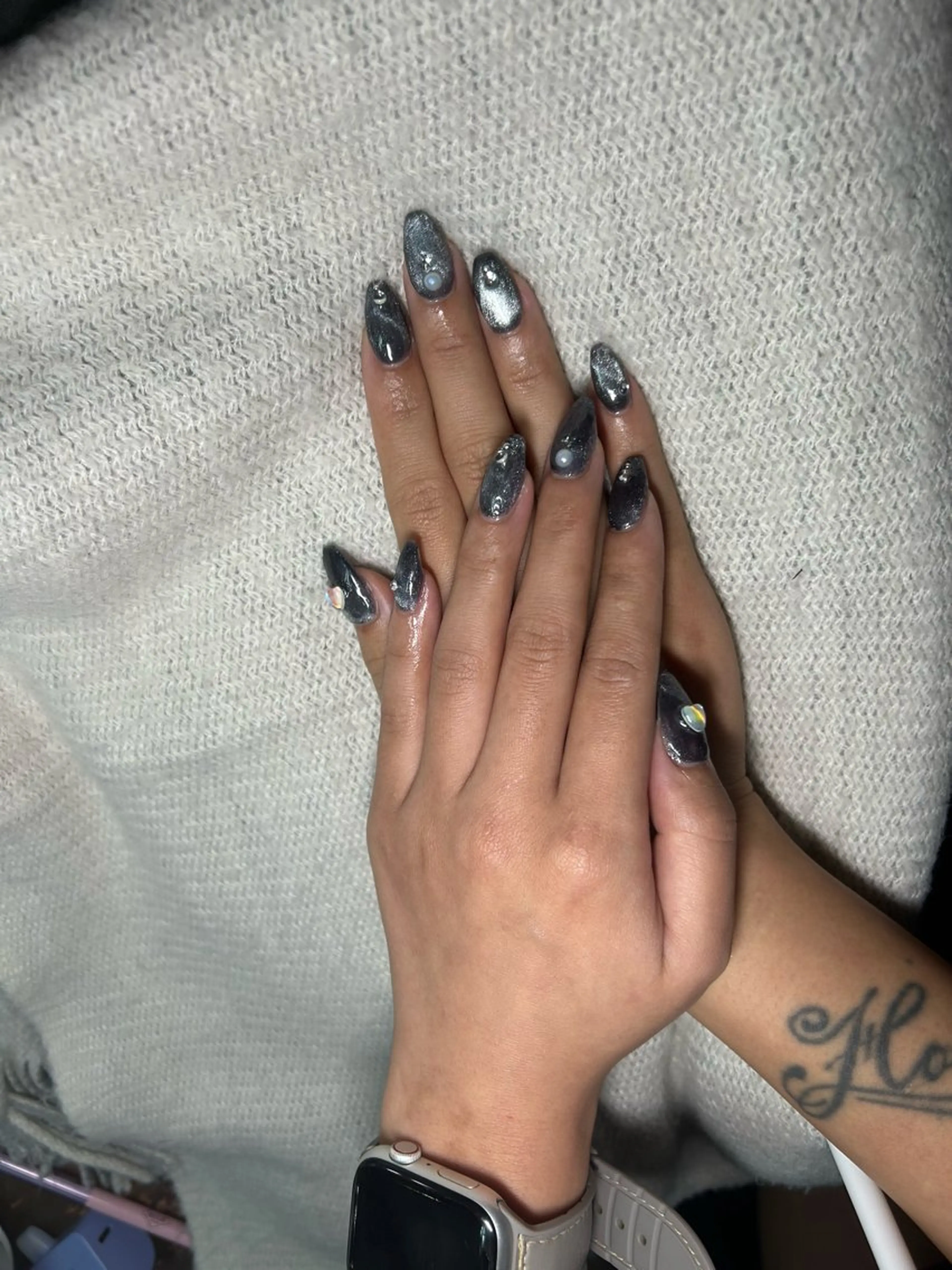 ハンド　チップ長さ出し10本　ワンカラー　ラメグラ　オフなしの写真