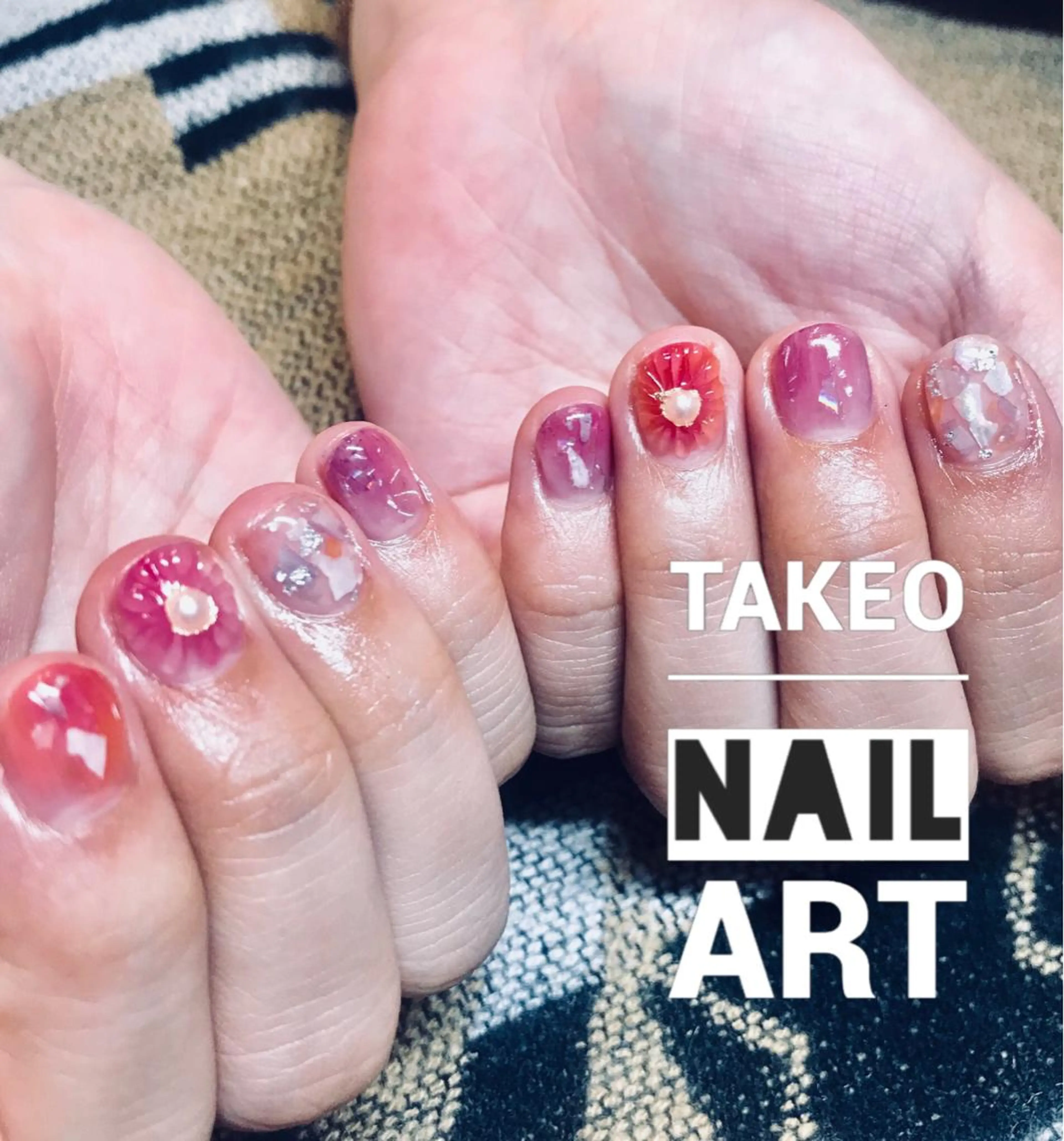 ショート ネイル クリアネイル フラワーネイル nail&eye Aoのマツエク・マツパデザイン