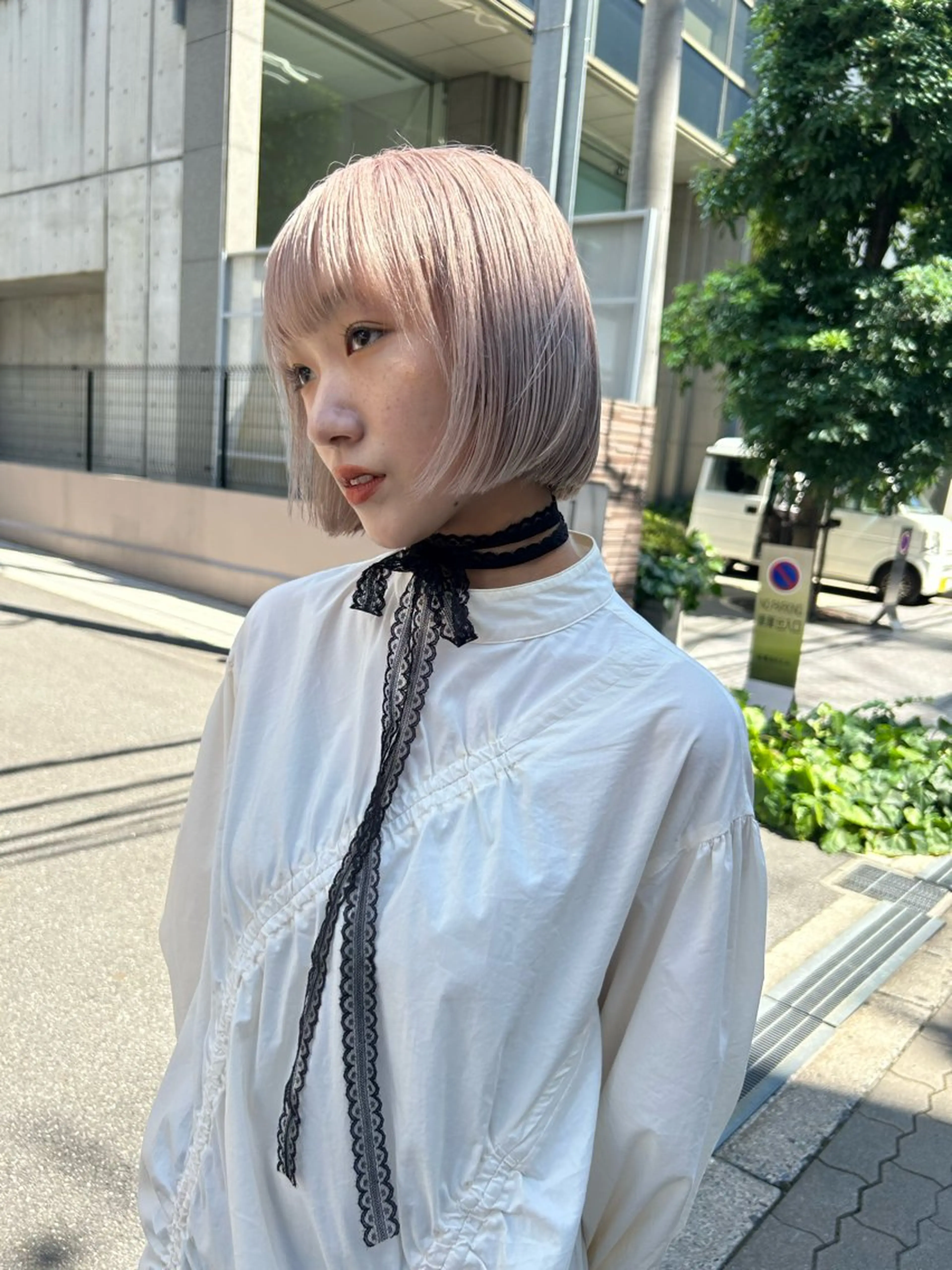 ミディアム カット ヘアカラー トリートメント L STUDIO所属・ハイトーン/ブリーチ 🧁soraのヘアスタイル