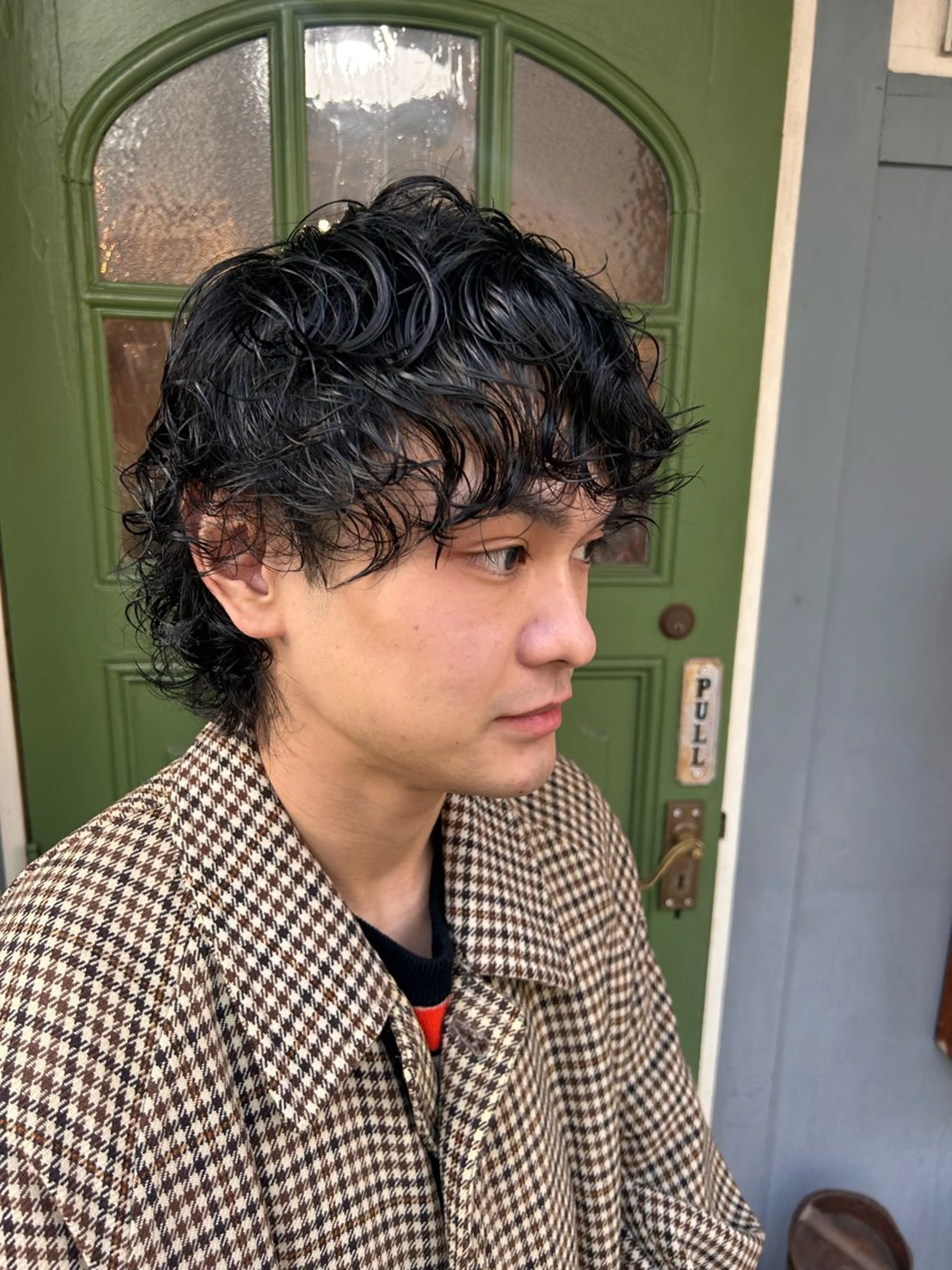 ショート パーマ メンズ メンズパーマ メンズウルフカット ウルフカット カット パーマ 清水千優/パーマ/透 明感カラー/メンズのヘアスタイル