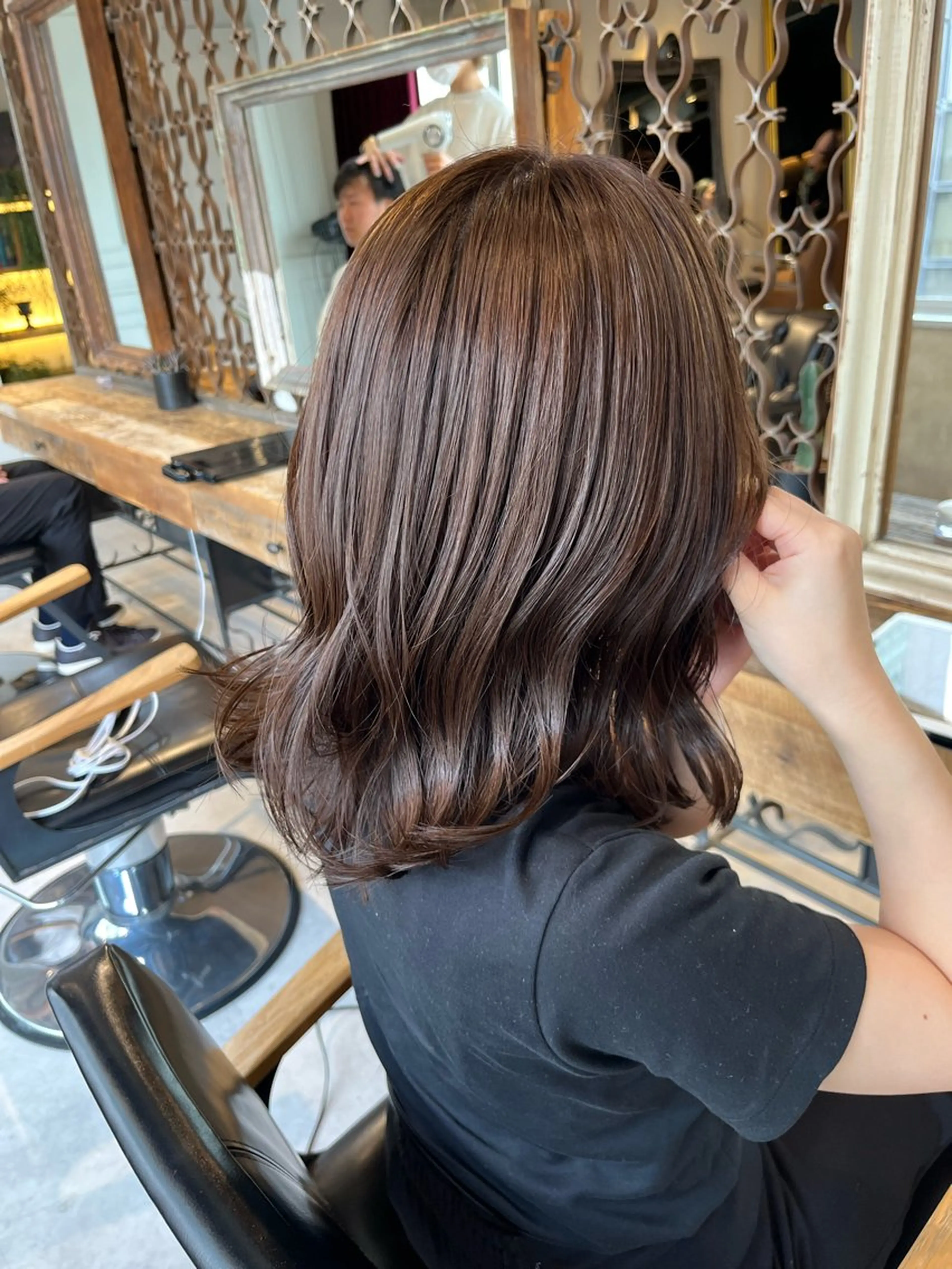 ミディアム カット ヘアカラー スタジオノル パーマ🌀あやなのヘアスタイル