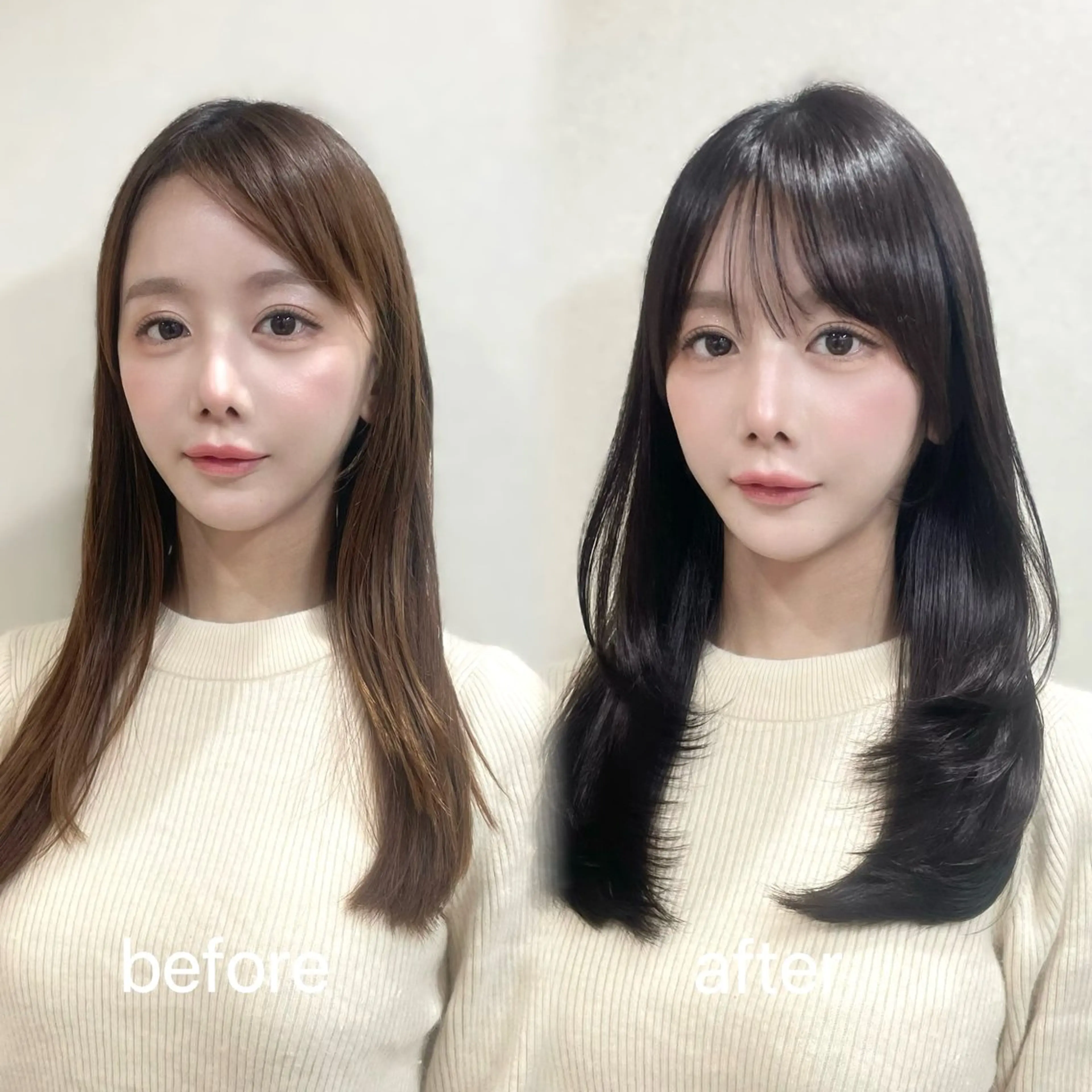 ミディアム カラー カット ヘアカラー トリートメント HINA🎀韓国ヘア / アイリストのヘアスタイル