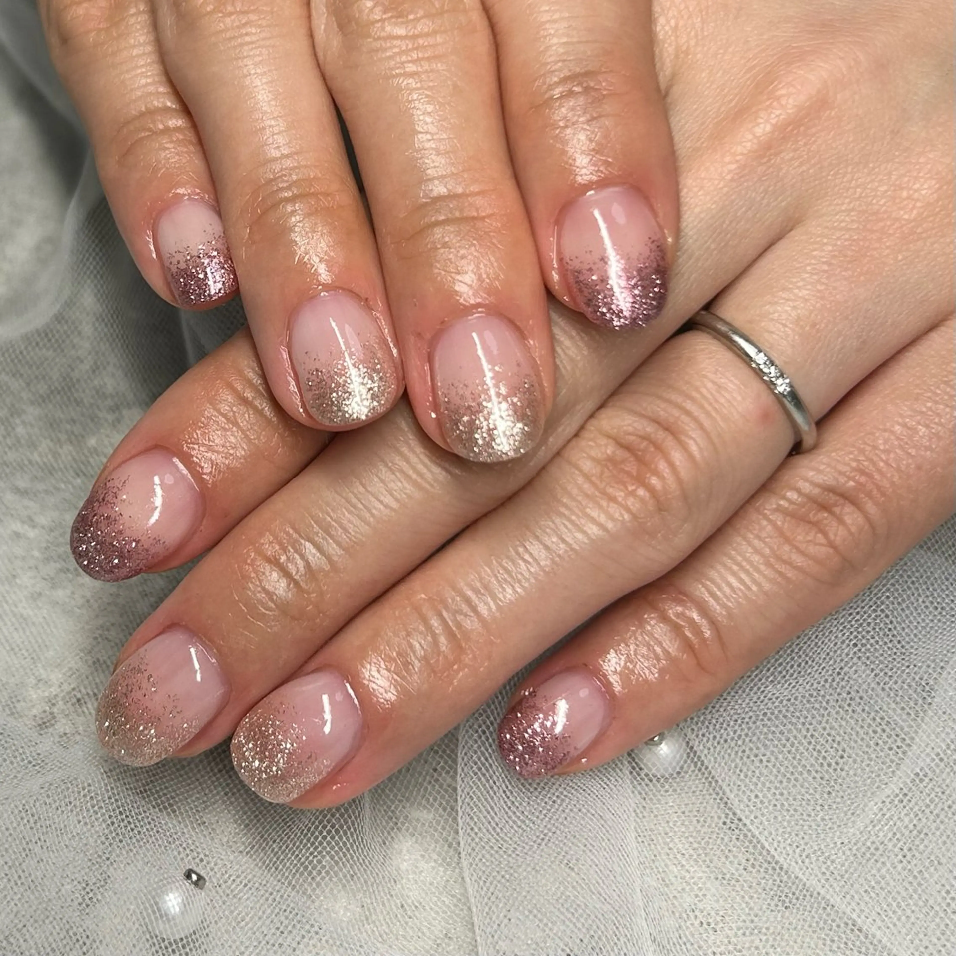 ネイル ゴールド ピンク ハンドネイル ten nail salon　かえでのネイルデザイン