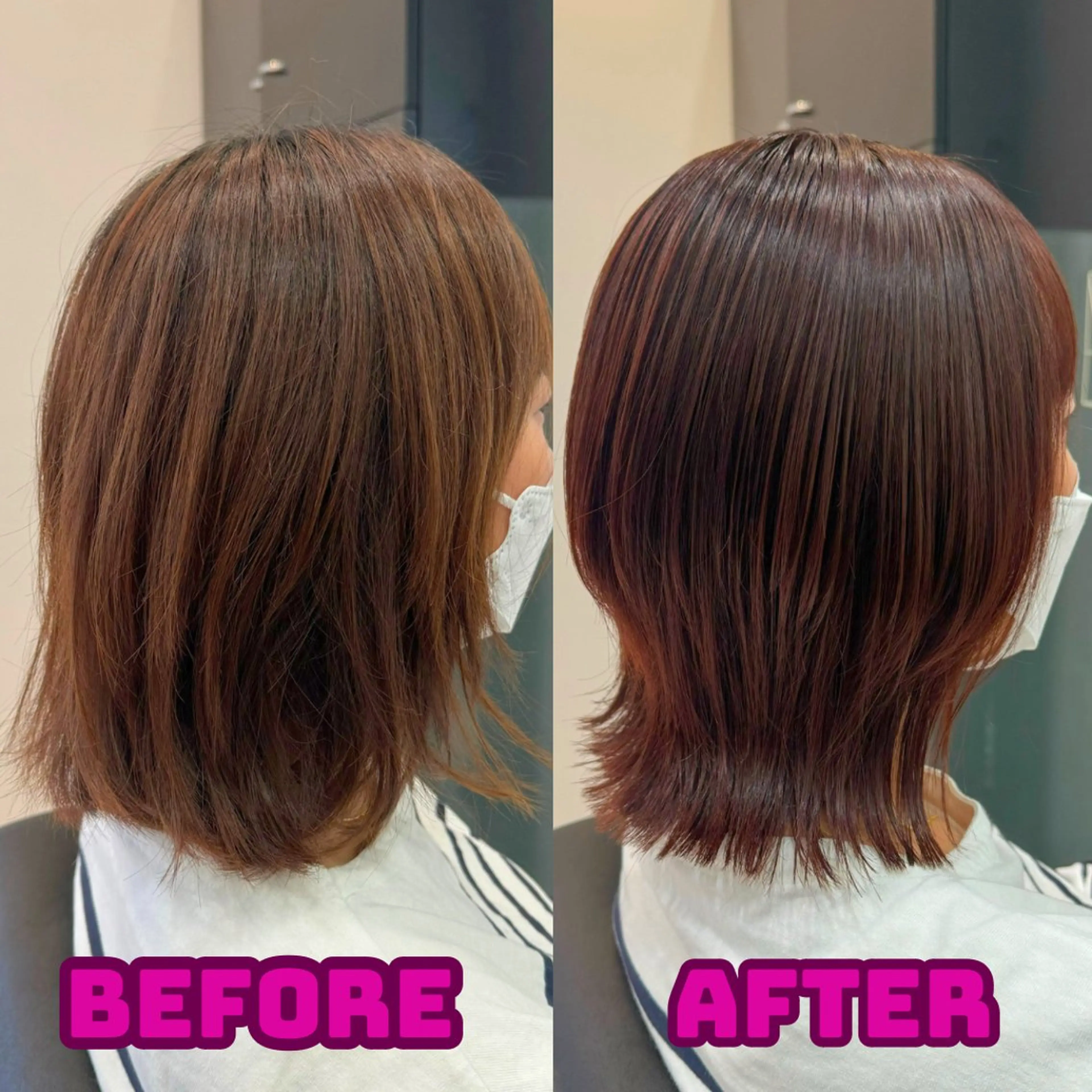 ミディアム YASU🍎CUT 赤系カラー/ヘアケアのヘアスタイル