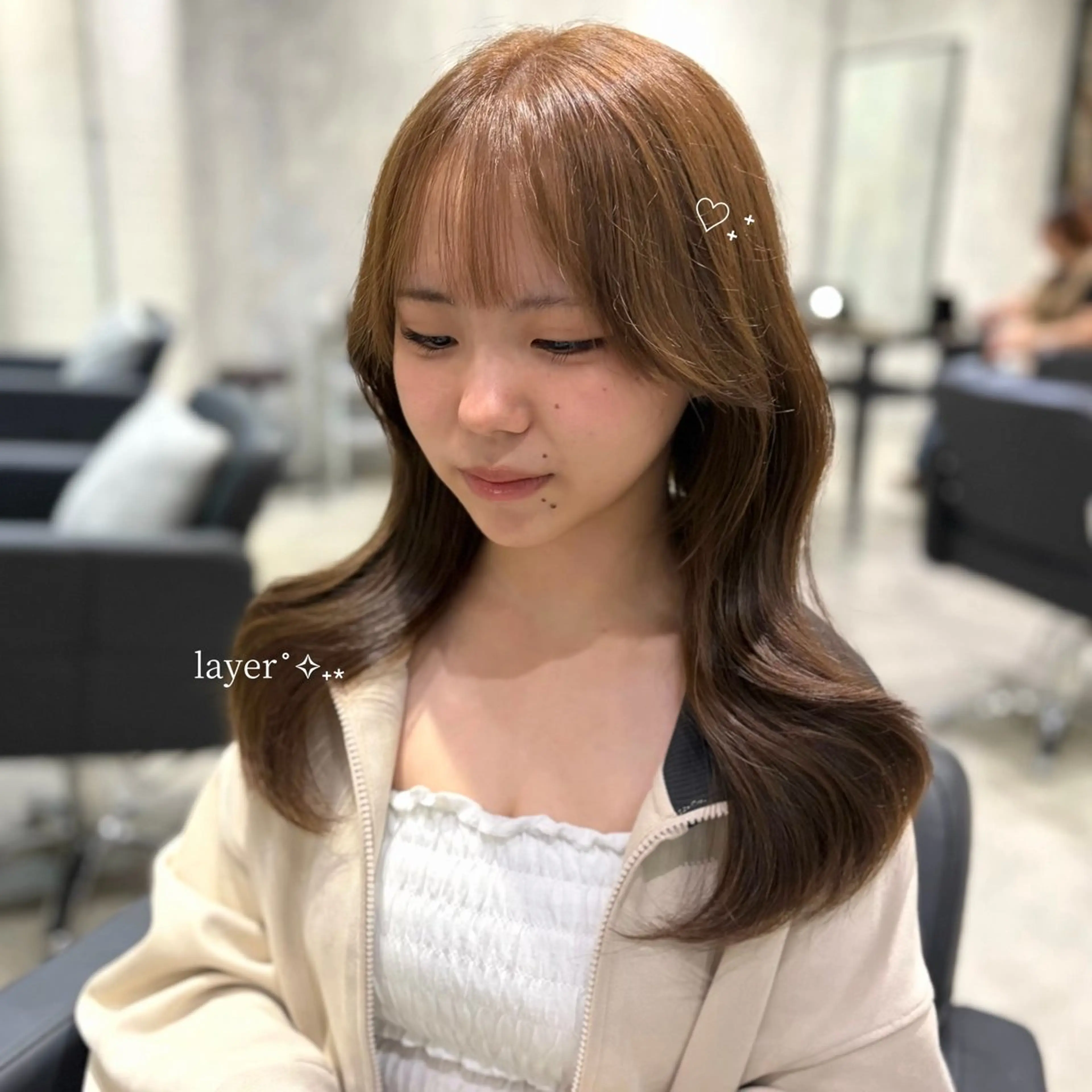 ロング カラー 透明感カラー カット ヘアカラー トリートメント shiori/透明感 /顔周り/髪質改善のヘアスタイル