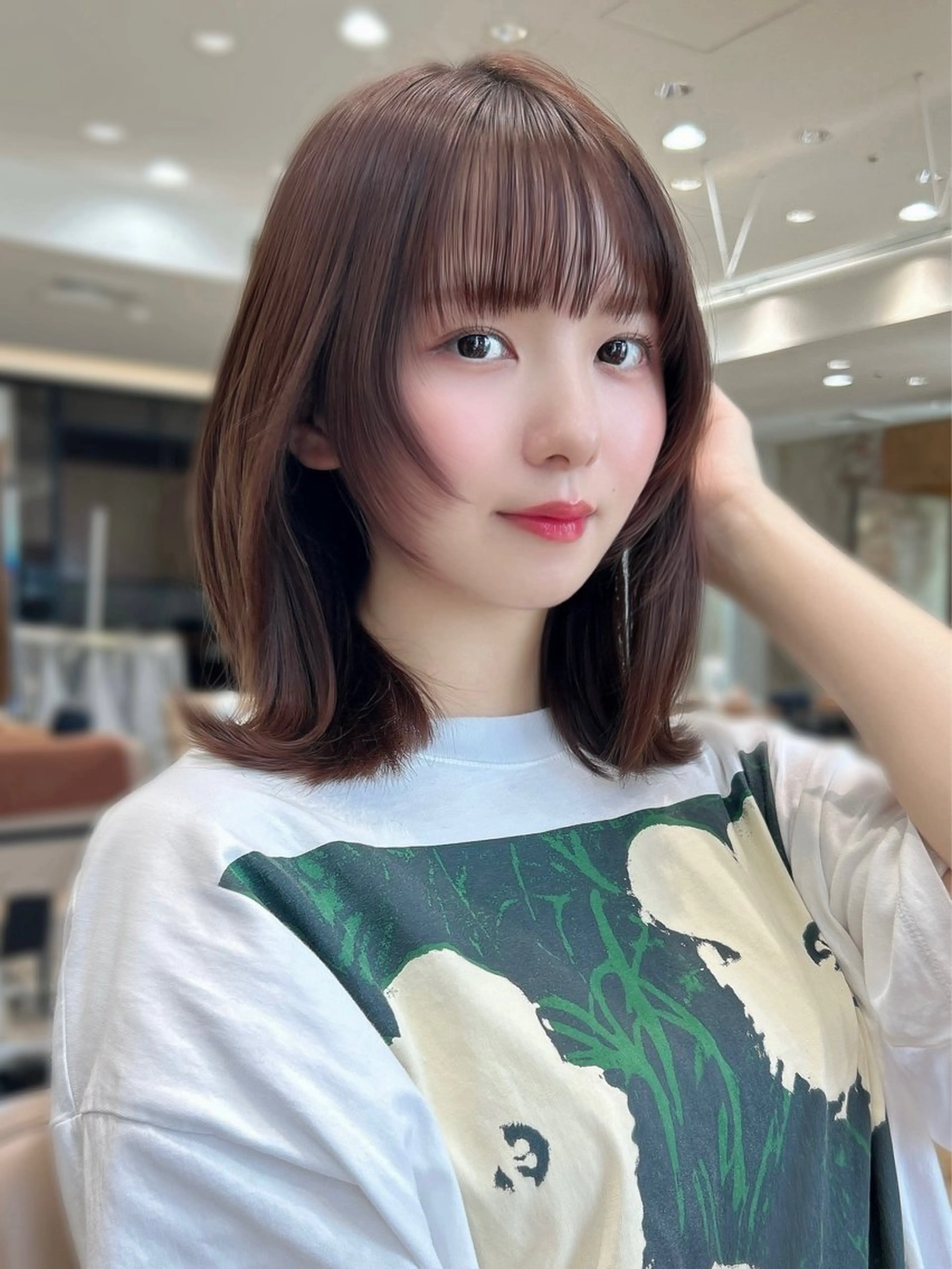 ミディアム カラー パーマ カット 新宿✨顔周りカット 韓国ヘア/坂本亜裟海のヘアスタイル