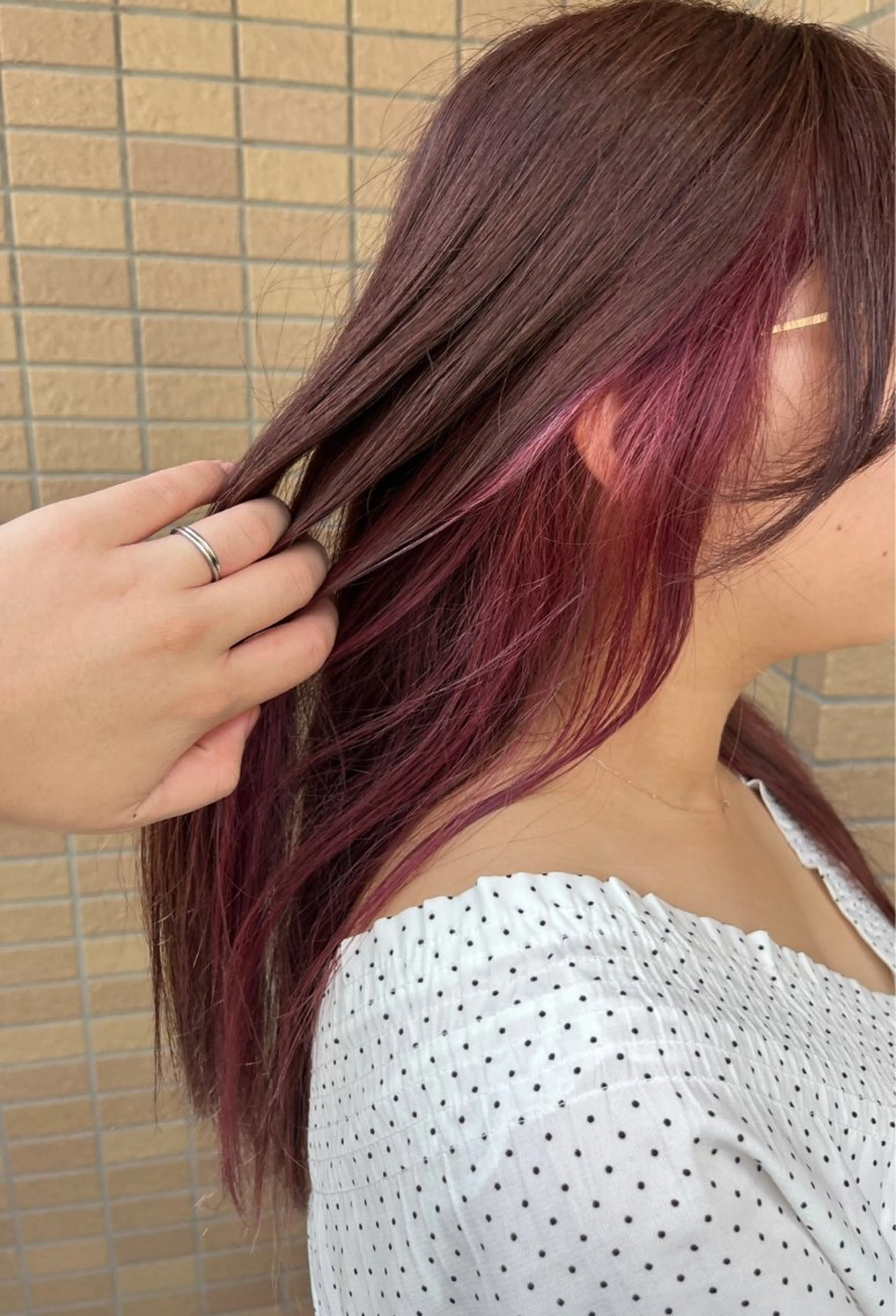 ロング カラー ブラウンカラー ピンクカラー ヘアカラー 中村 由布紀のヘアスタイル