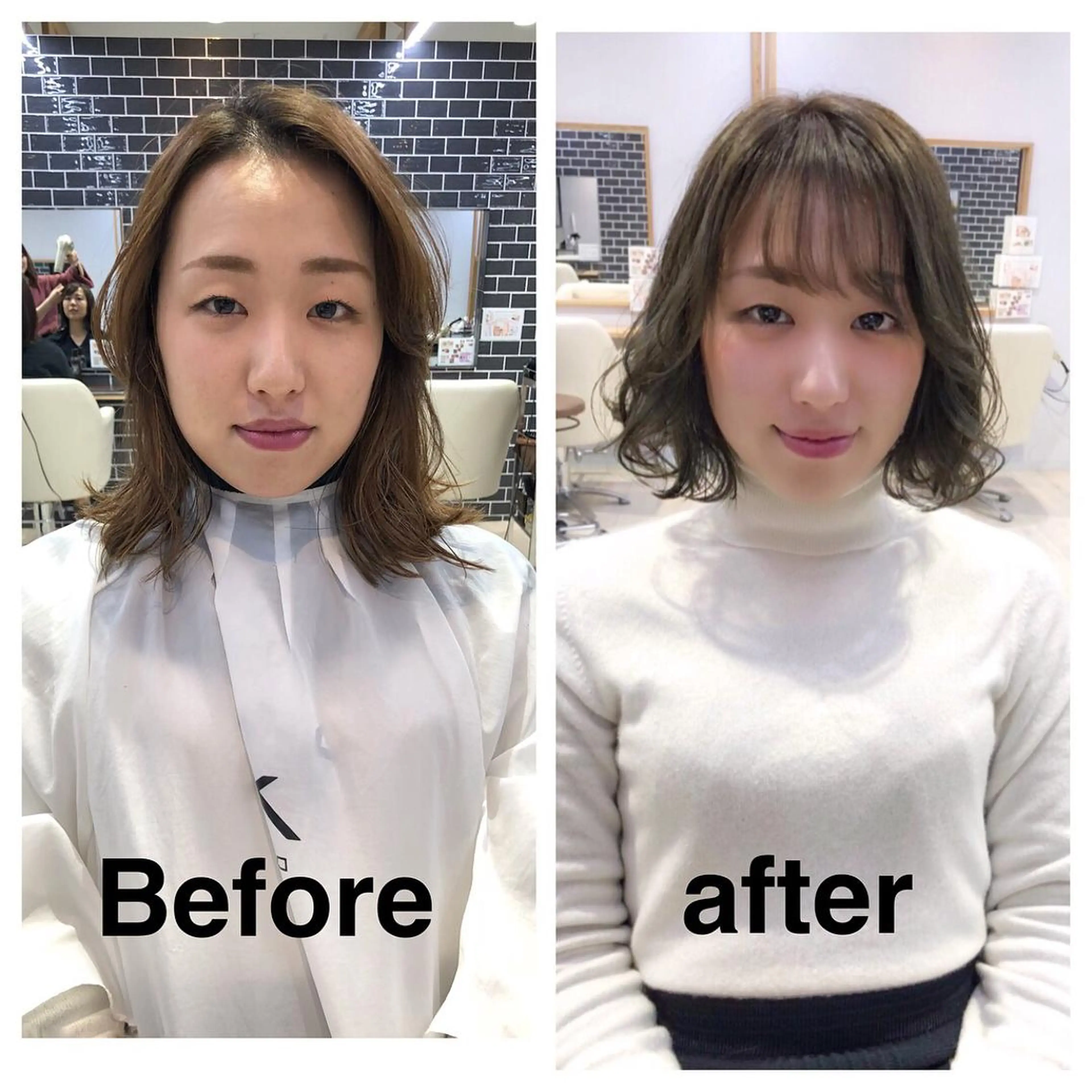 ショート カラー ハイライトカラー オリーブグレー ハイライト シースルーバング サイドバング SALOWIN四条河原町所属・中村 美穂のヘアスタイル