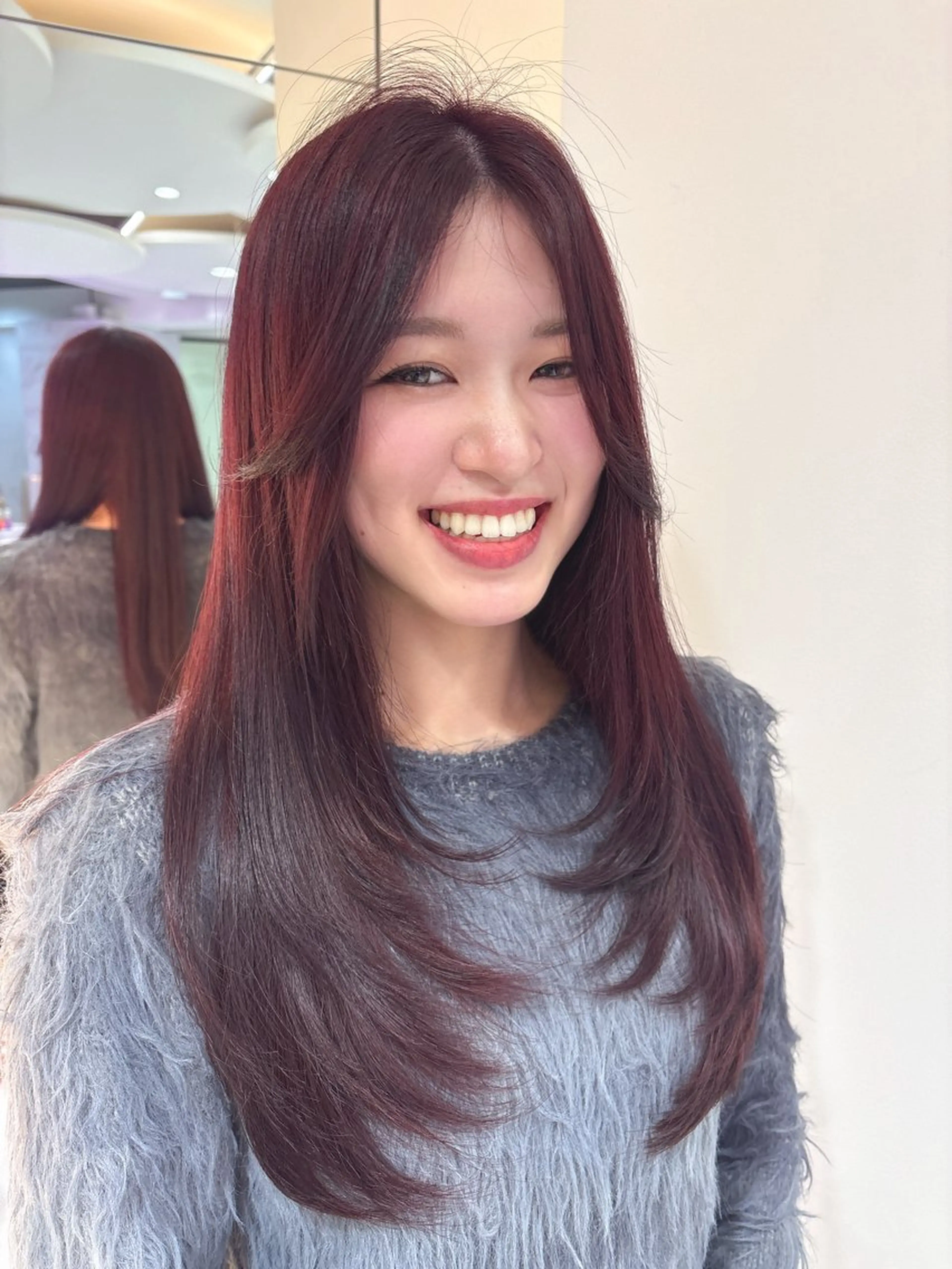 ロング カラー ダブルカラー ラベンダーカラー ハイレイヤー 韓国風ヘア レイヤーカット カット ヘアカラー MONA HARUNA💫のヘアスタイル