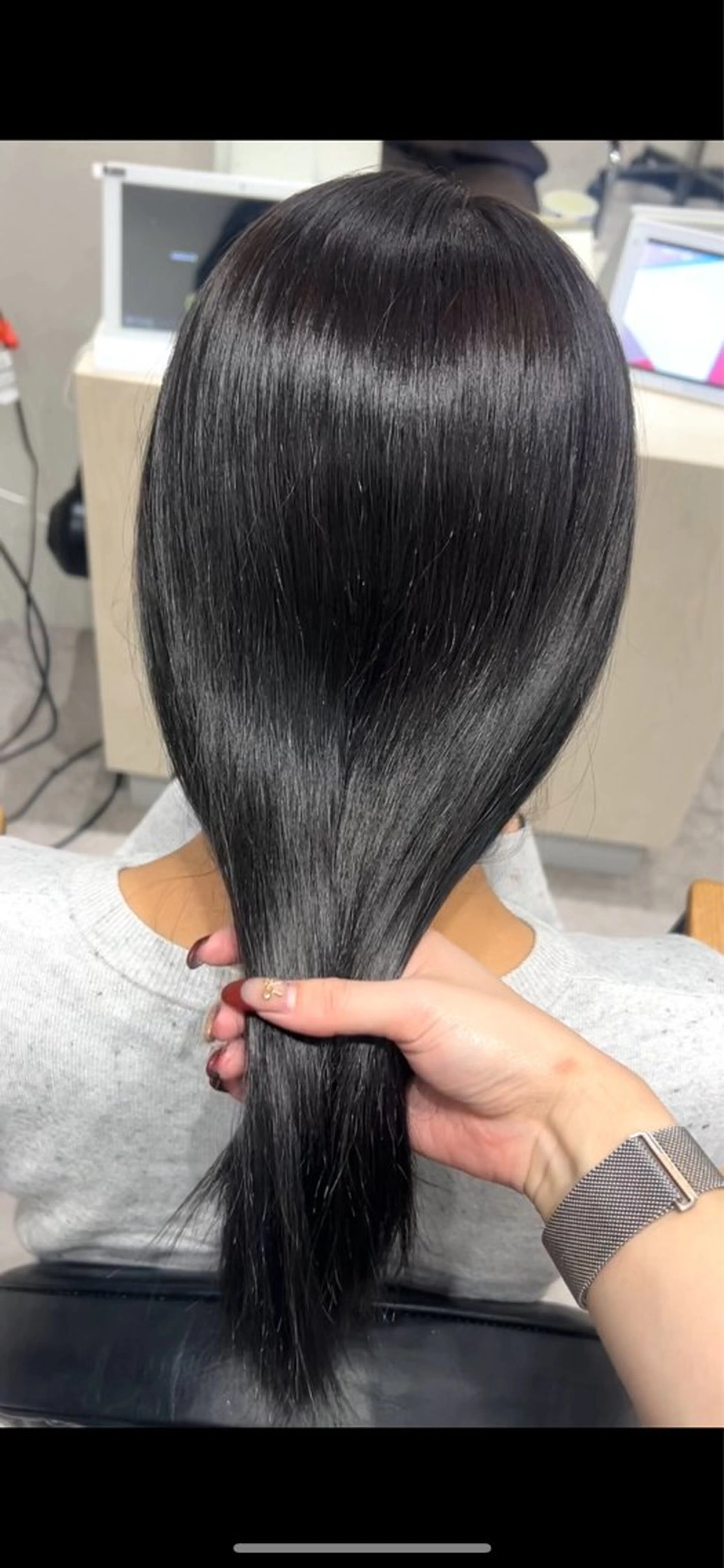 ミディアム カラー ヘアアレンジ 黒髪 グレーブラック ヘアカラー ボブ /ニュアンス/ satomi🧸💖のヘアスタイル