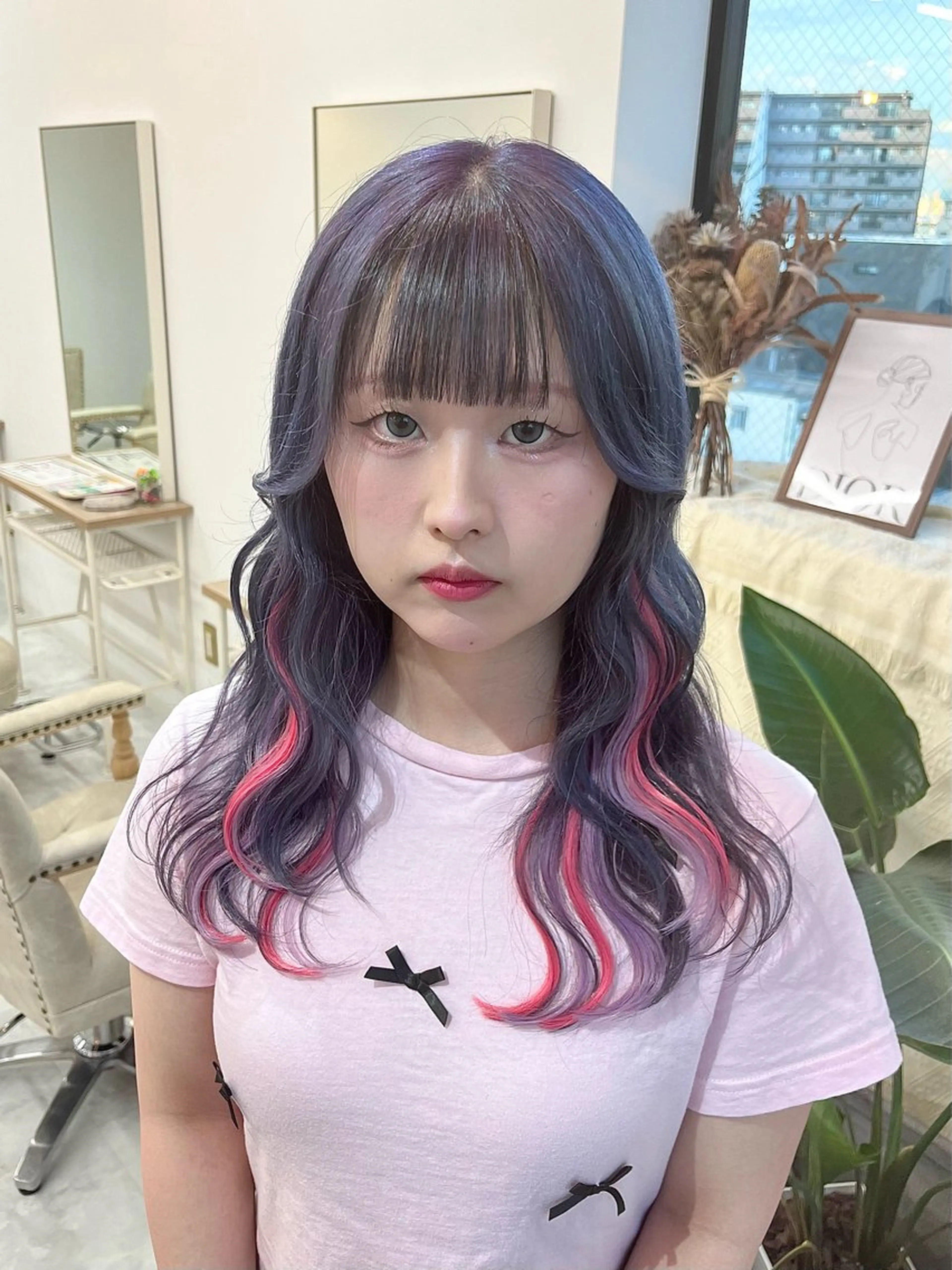 ミディアム カラー エクステ 𝐠𝐢𝐫𝐥𝐲 𝐦𝐨𝐝𝐞🖤のヘアスタイル