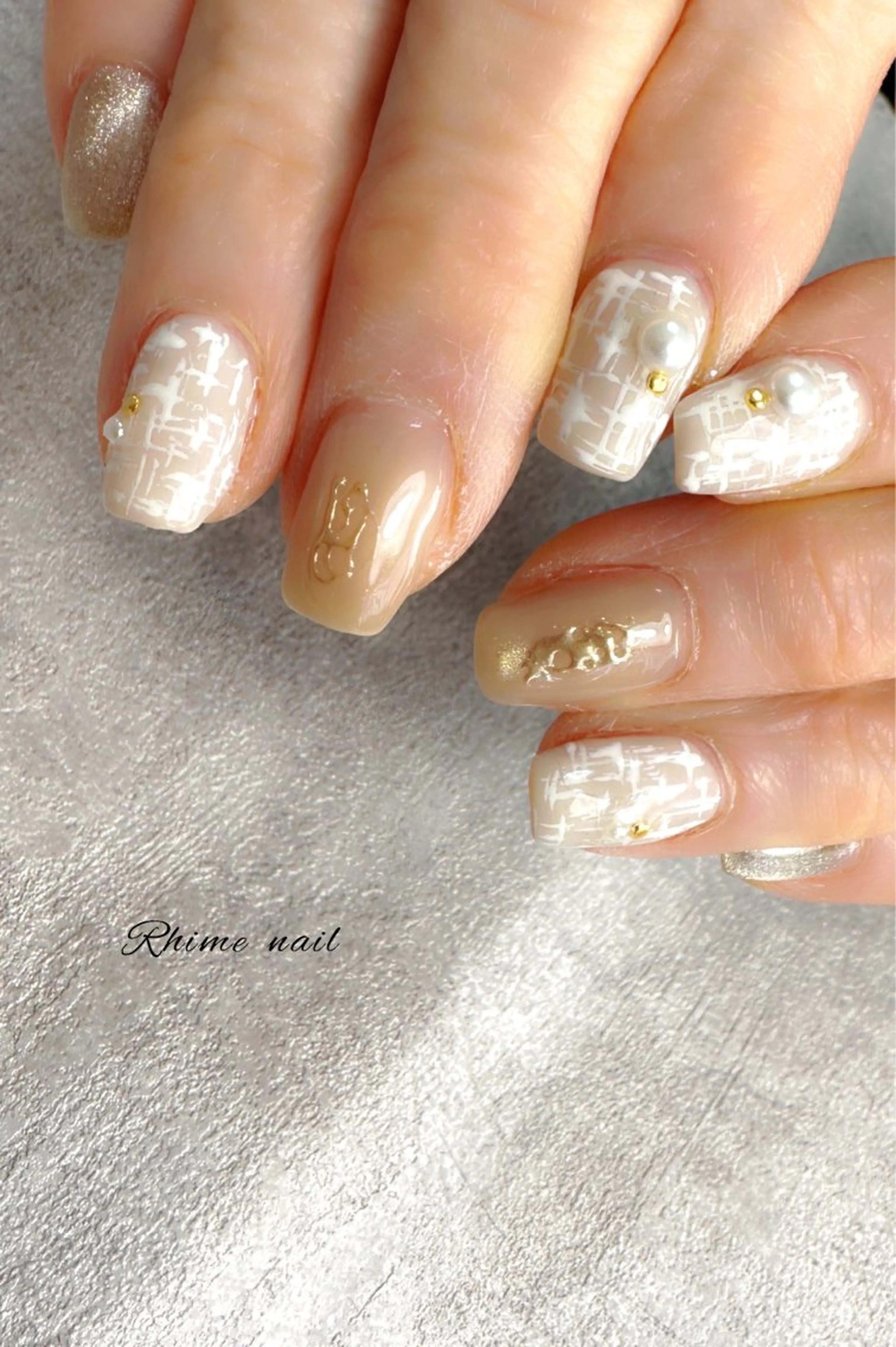 ネイル シンプルネイル ツイードネイル Rhime nail所属・Rhime nail ライムネイルのネイルデザイン