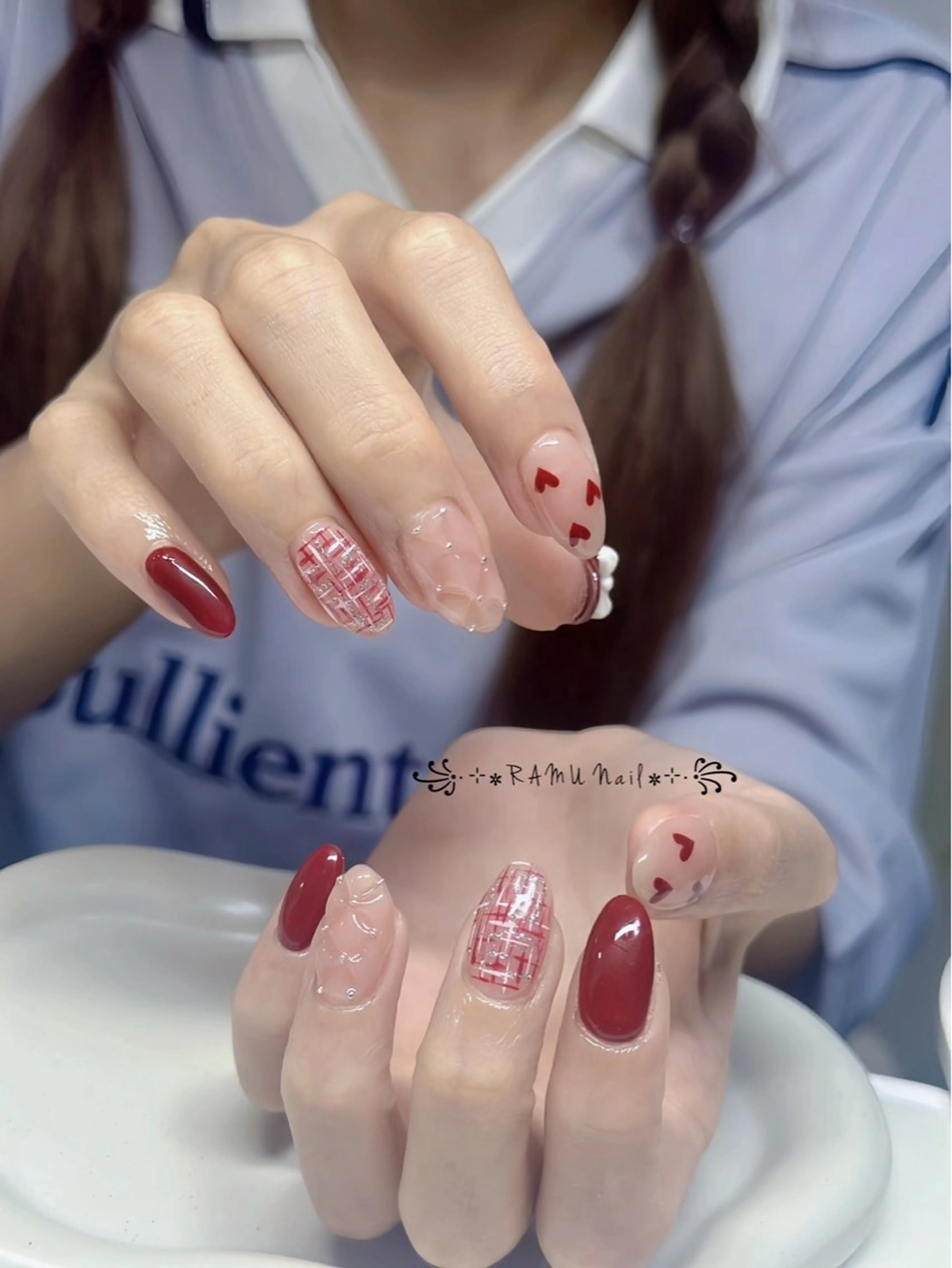 ネイル キラキラネイル マグネットネイル ミラーネイル ピンク ワンホンネイル ハンドネイル RAMU Nail 恵比寿店のネイルデザイン