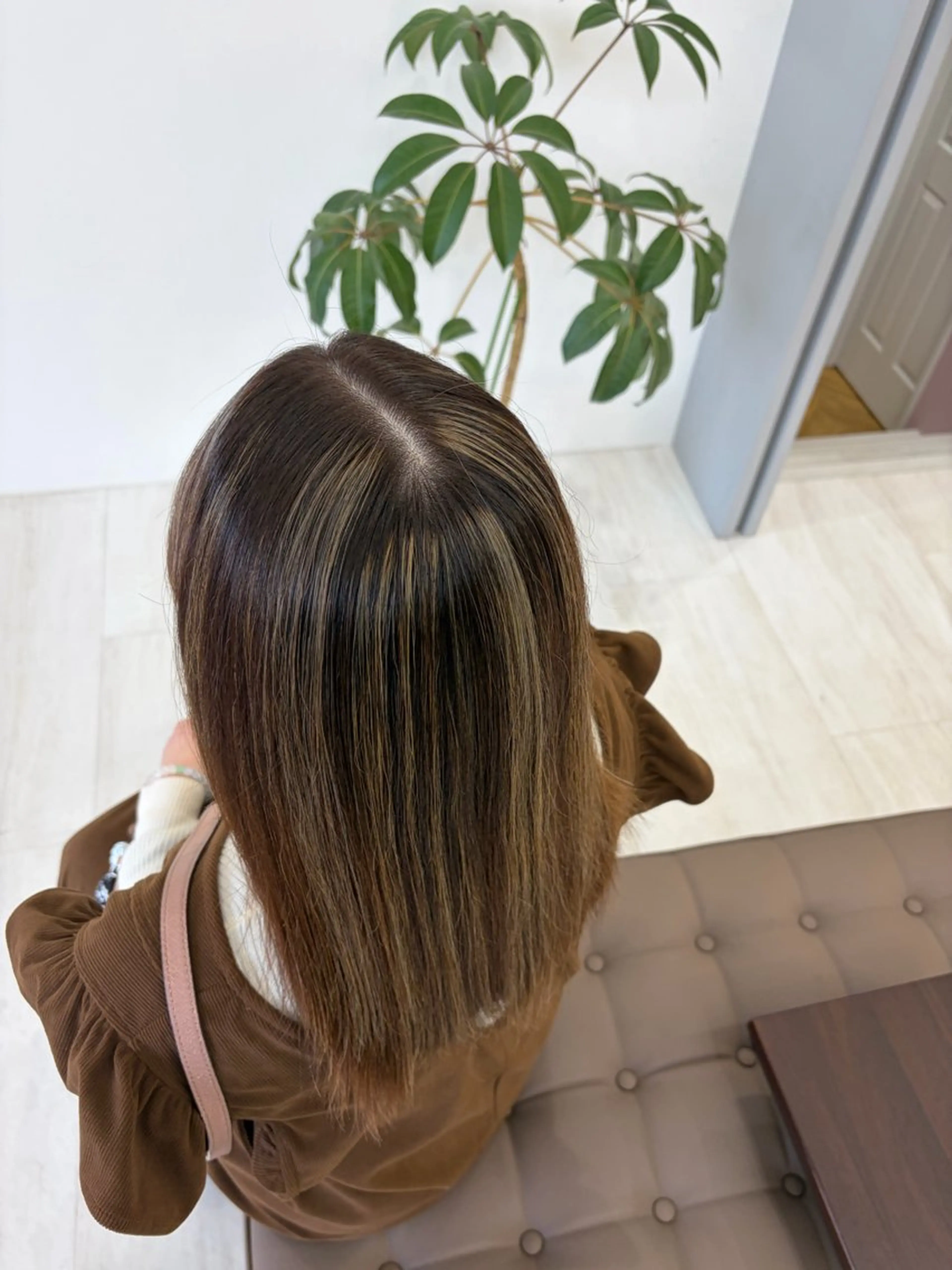 ミディアム ヘアカラー 平日カットモデル 高岡/山崎開世のヘアスタイル