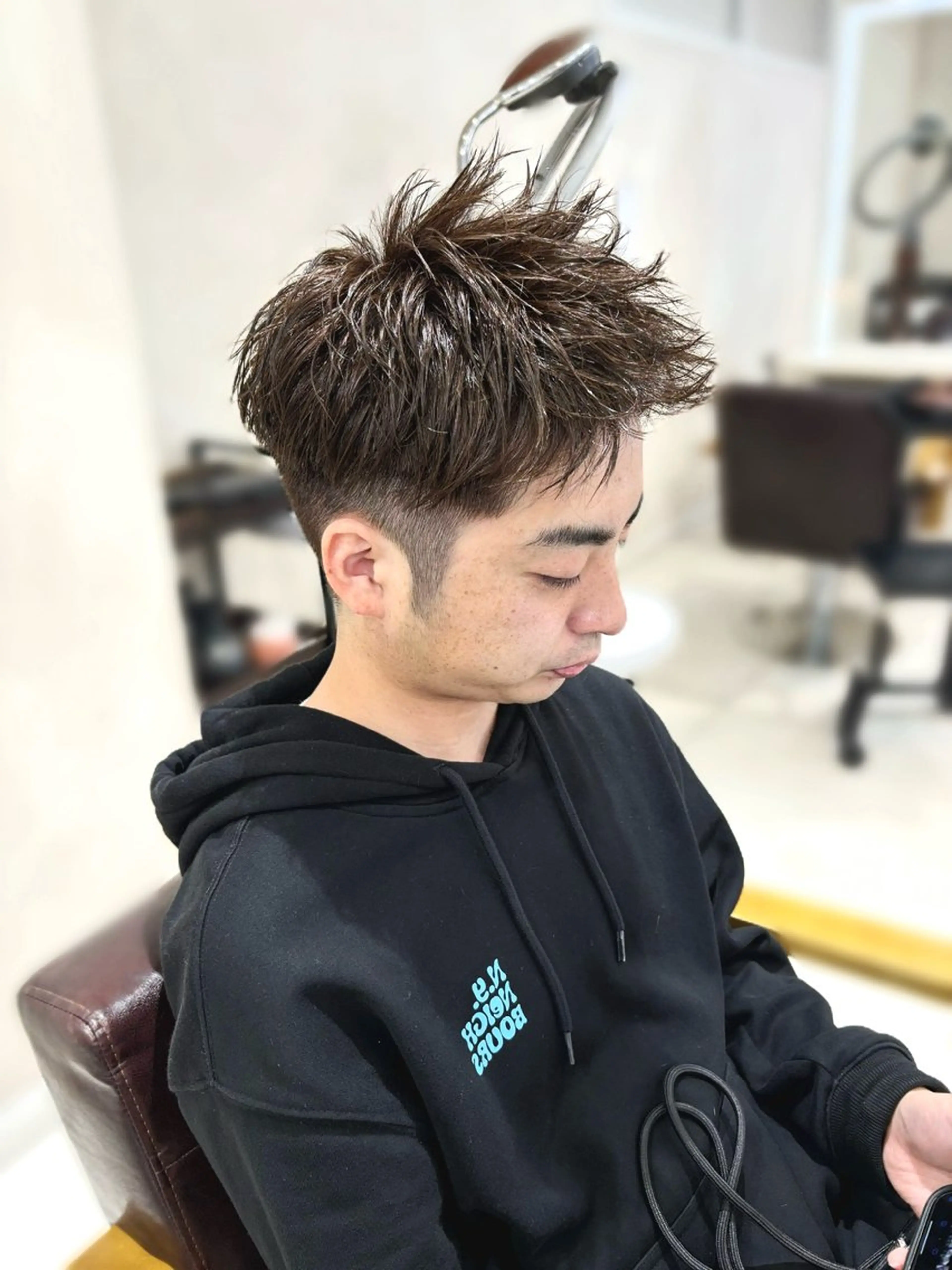 ショート カット ヘアカラー トリートメント 新宿/韓国メンズ RIKUパーマのヘアスタイル